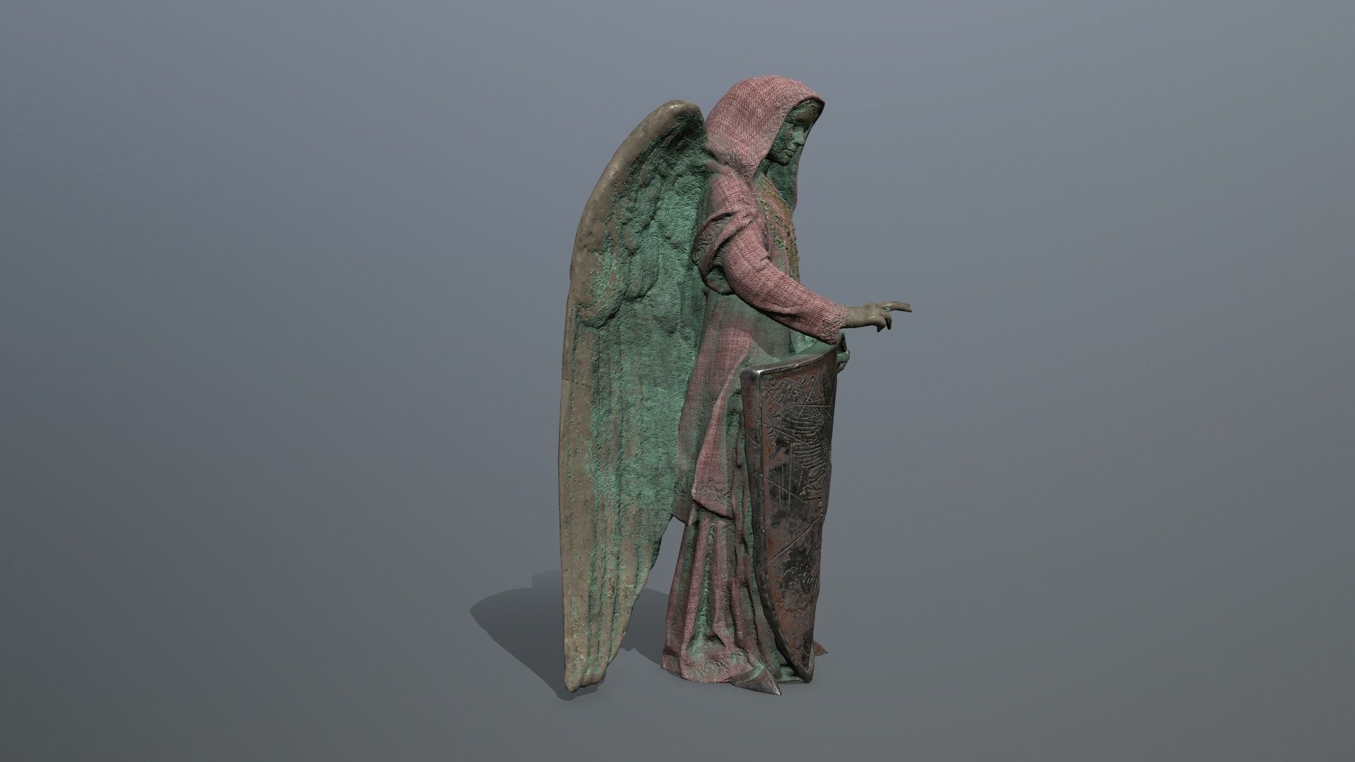 angel statue Low-poly 3D model_8