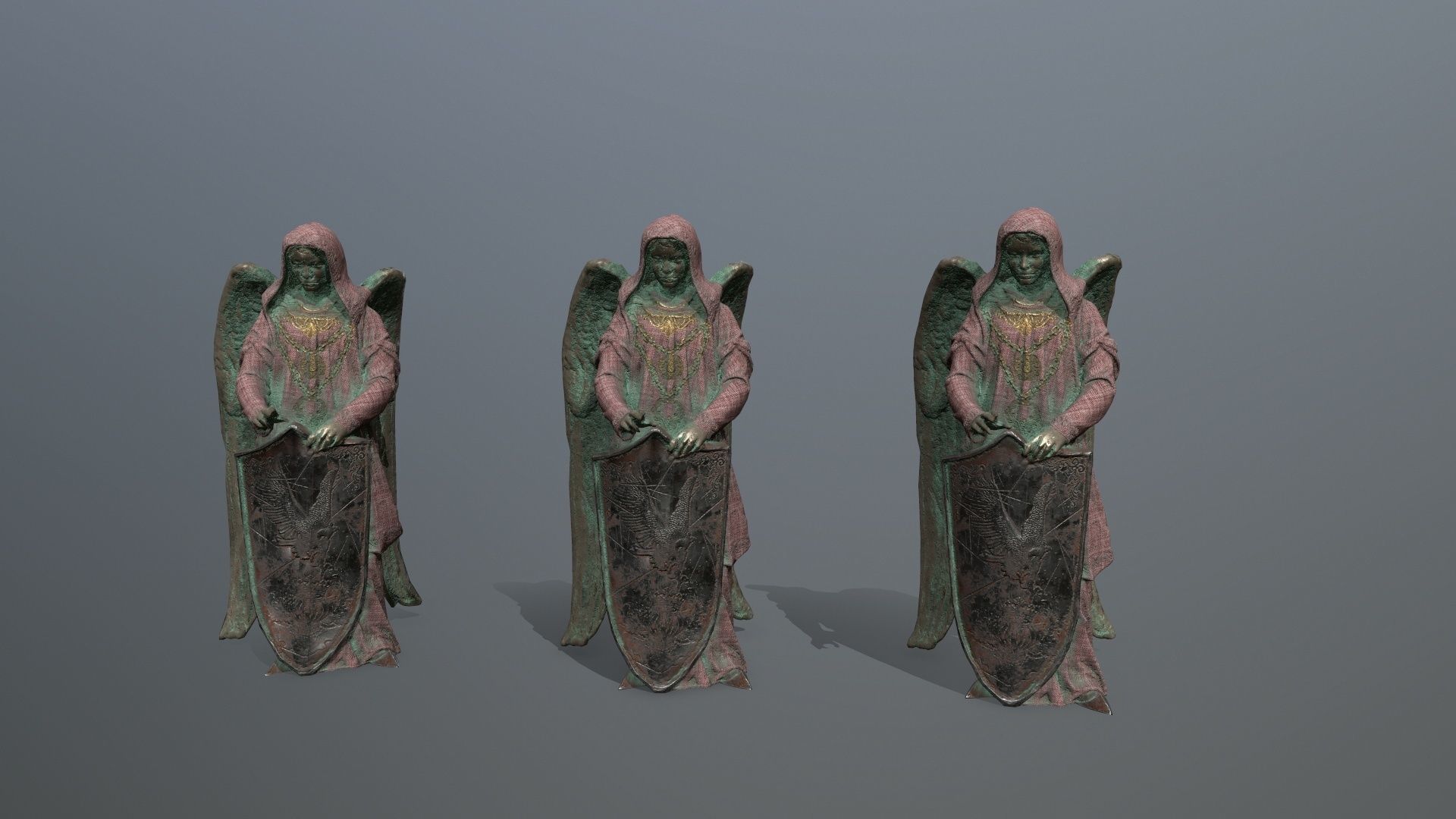 angel statue Low-poly 3D model_12