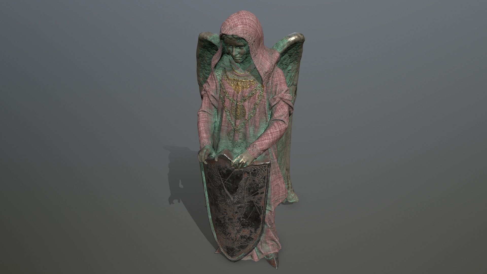 angel statue Low-poly 3D model_11