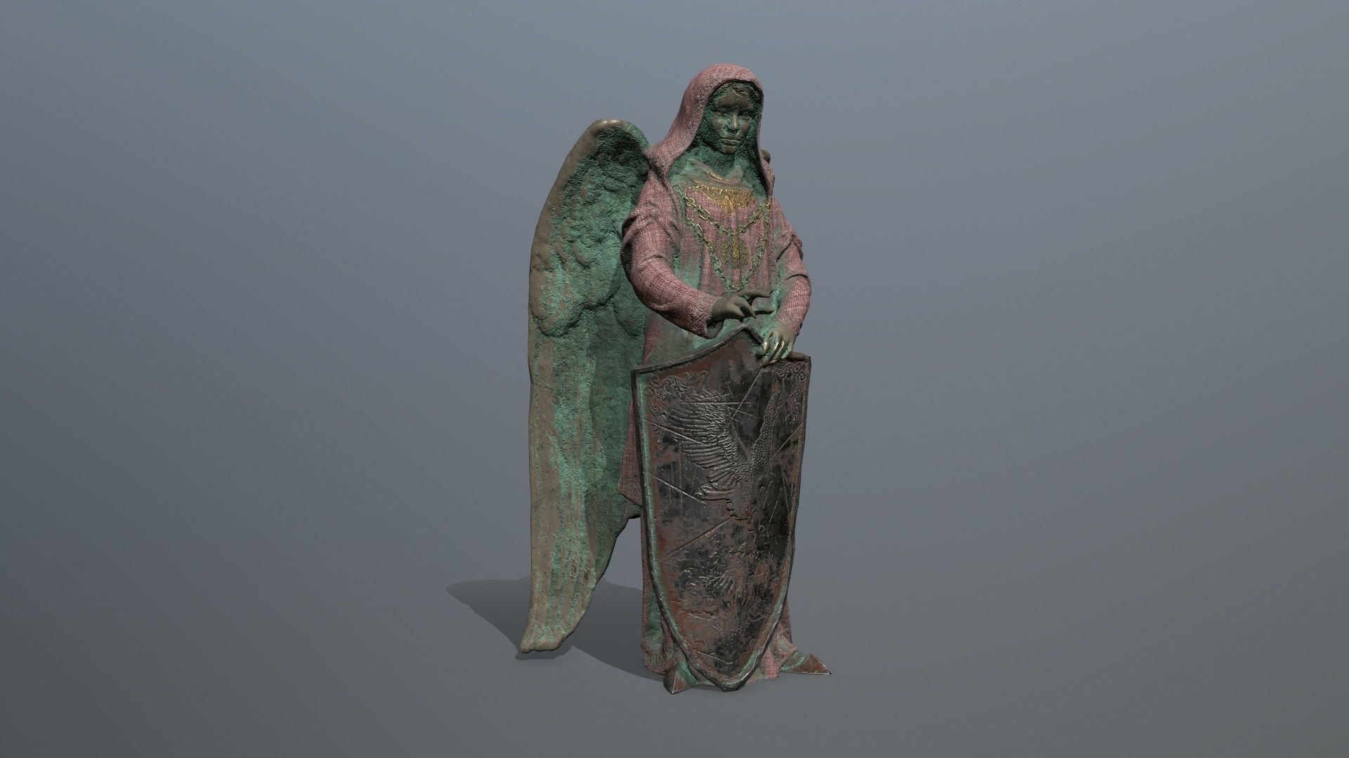 angel statue Low-poly 3D model_9