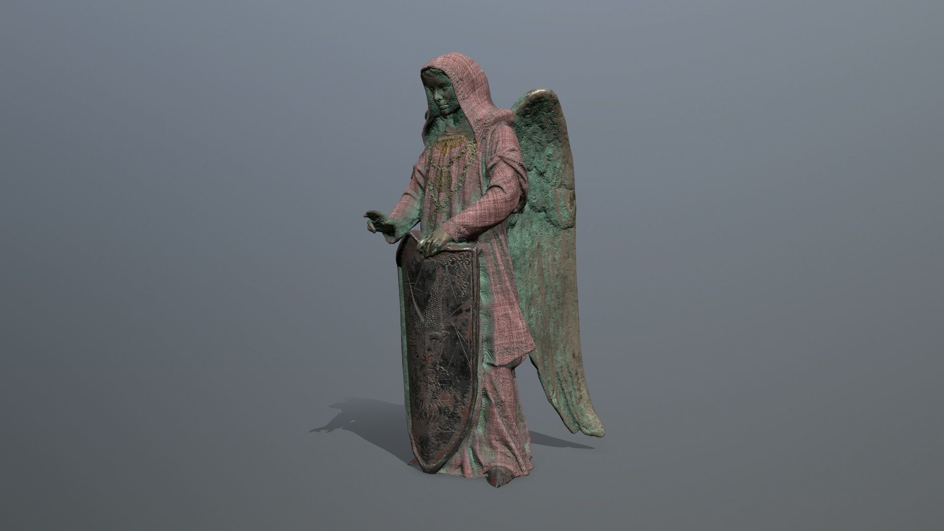 angel statue Low-poly 3D model_3