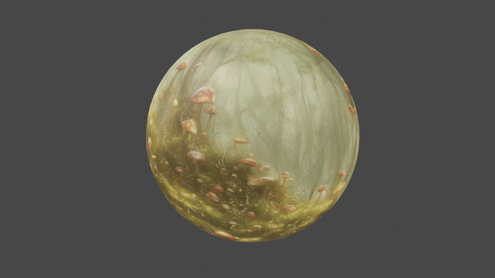 Magic mushroom forest 360 VR sky background illustration Low-poly 3D model_14