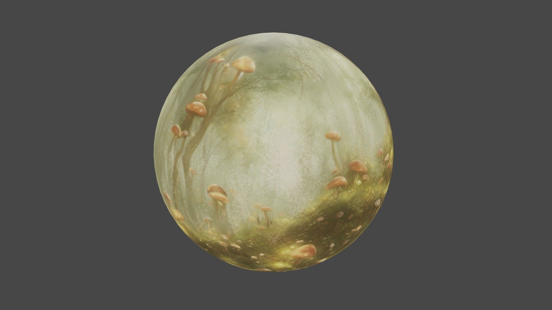 Magic mushroom forest 360 VR sky background illustration Low-poly 3D model_3