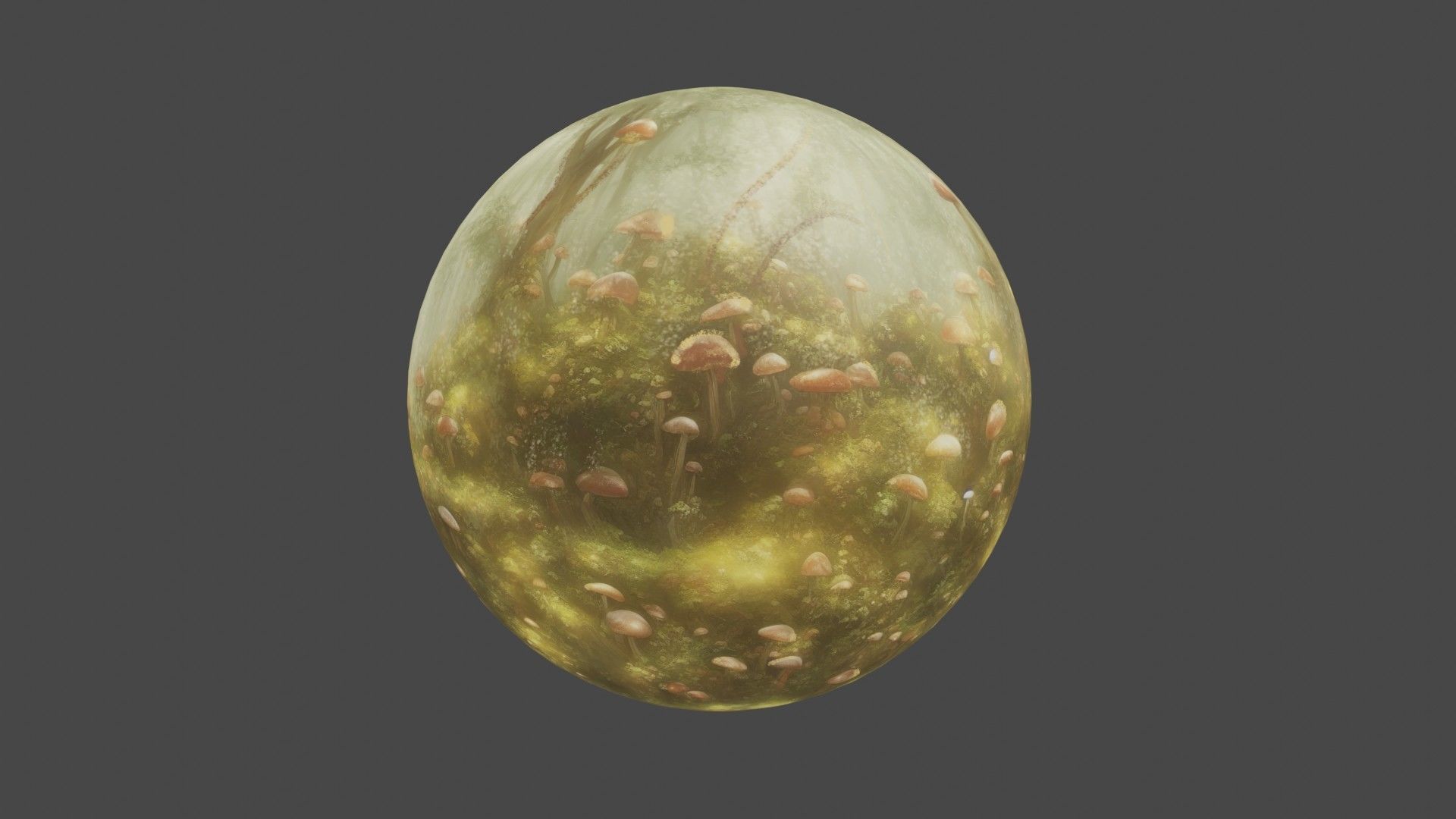 Magic mushroom forest 360 VR sky background illustration Low-poly 3D model_10