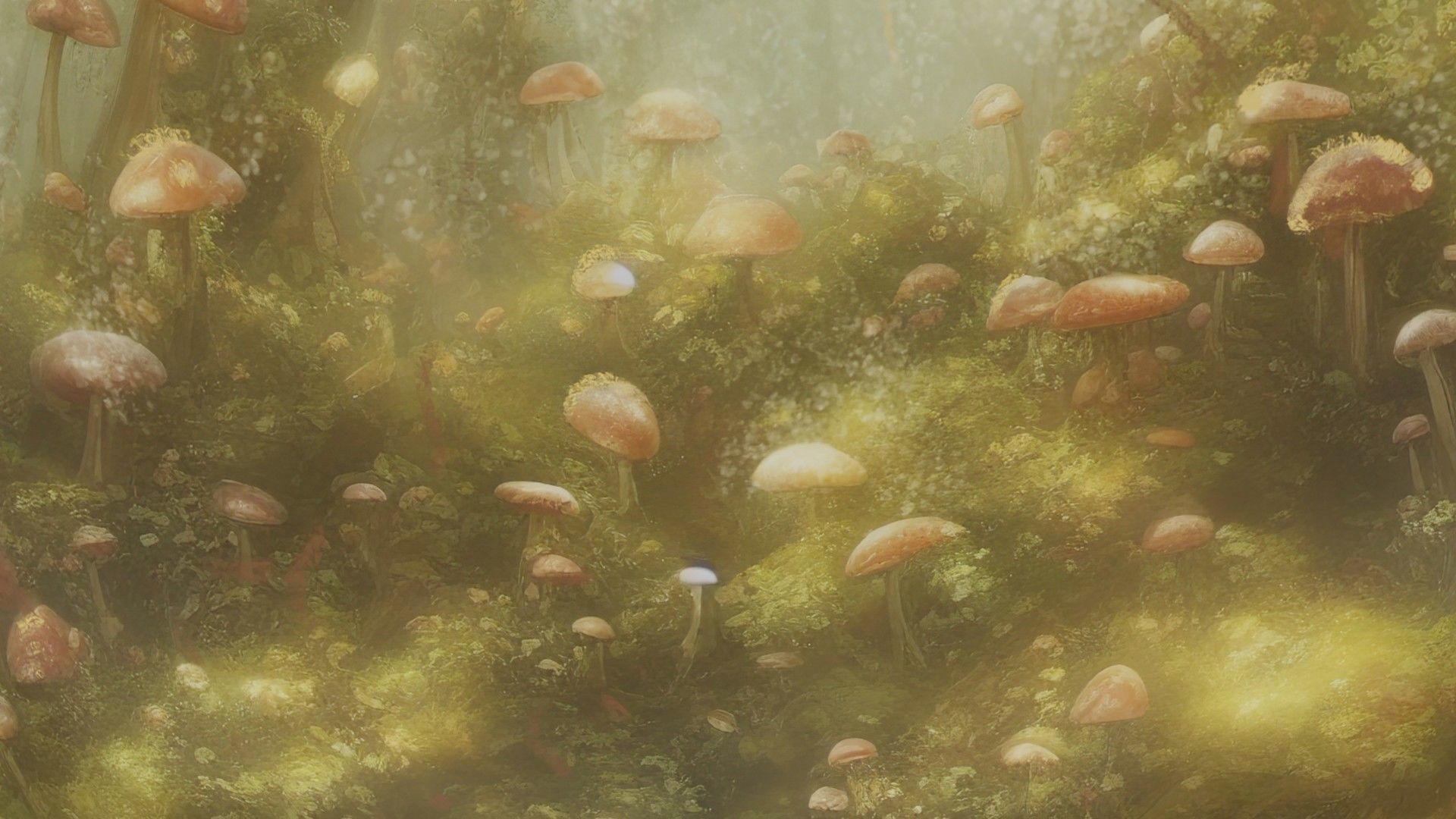 Magic mushroom forest 360 VR sky background illustration Low-poly 3D model_23