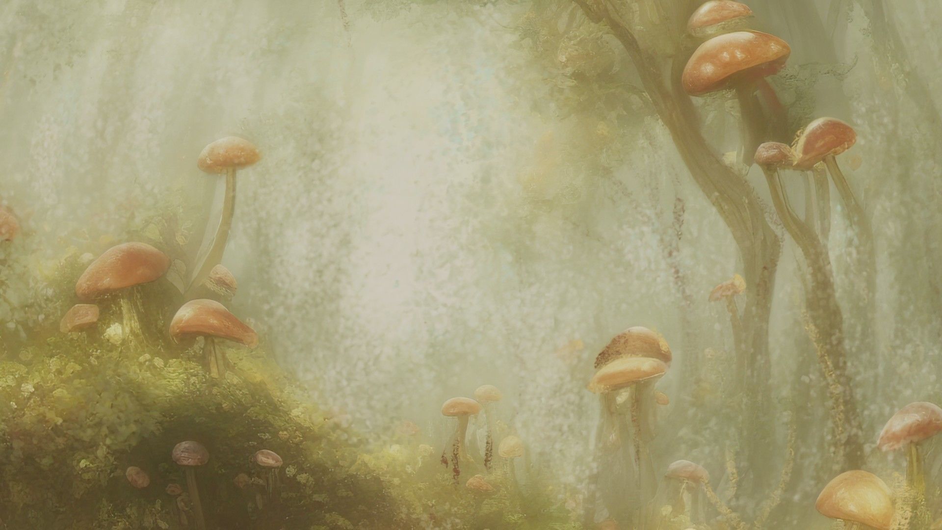 Magic mushroom forest 360 VR sky background illustration Low-poly 3D model_13