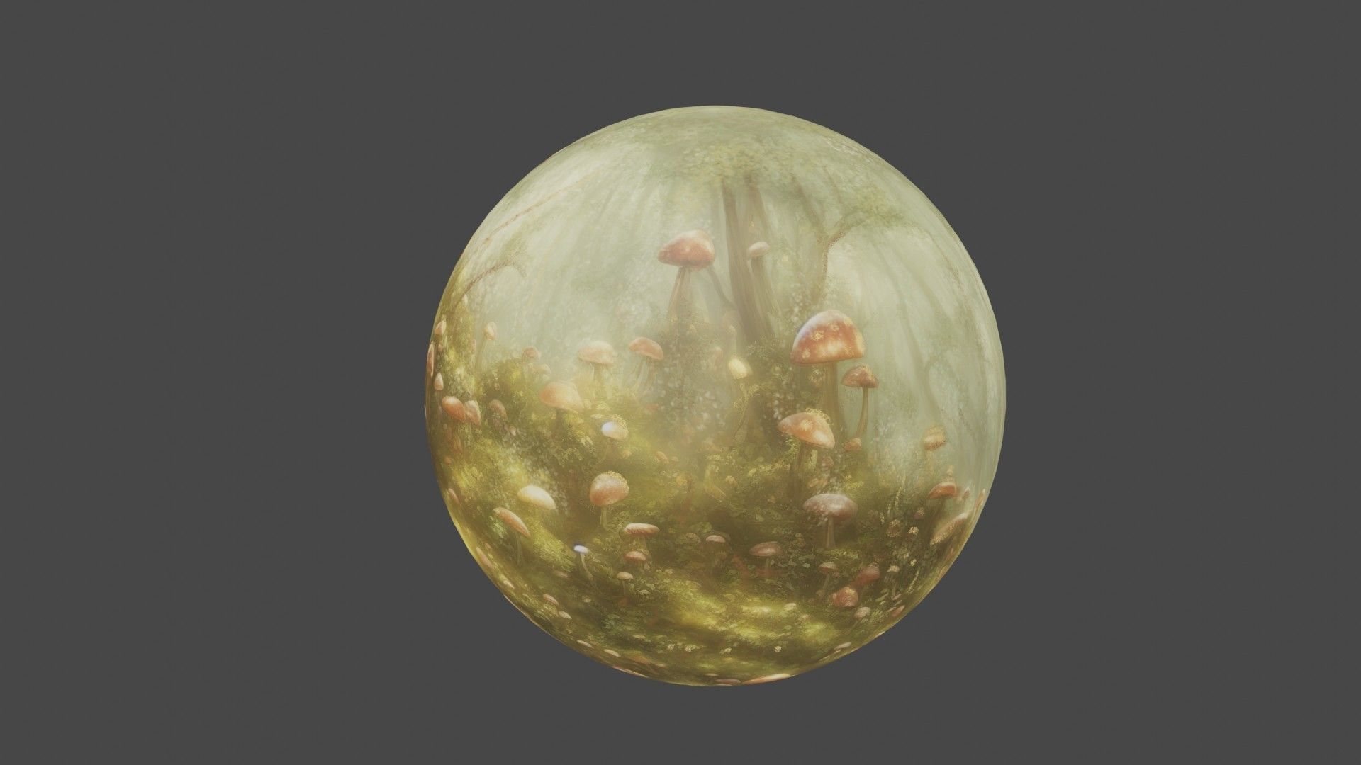 Magic mushroom forest 360 VR sky background illustration Low-poly 3D model_30