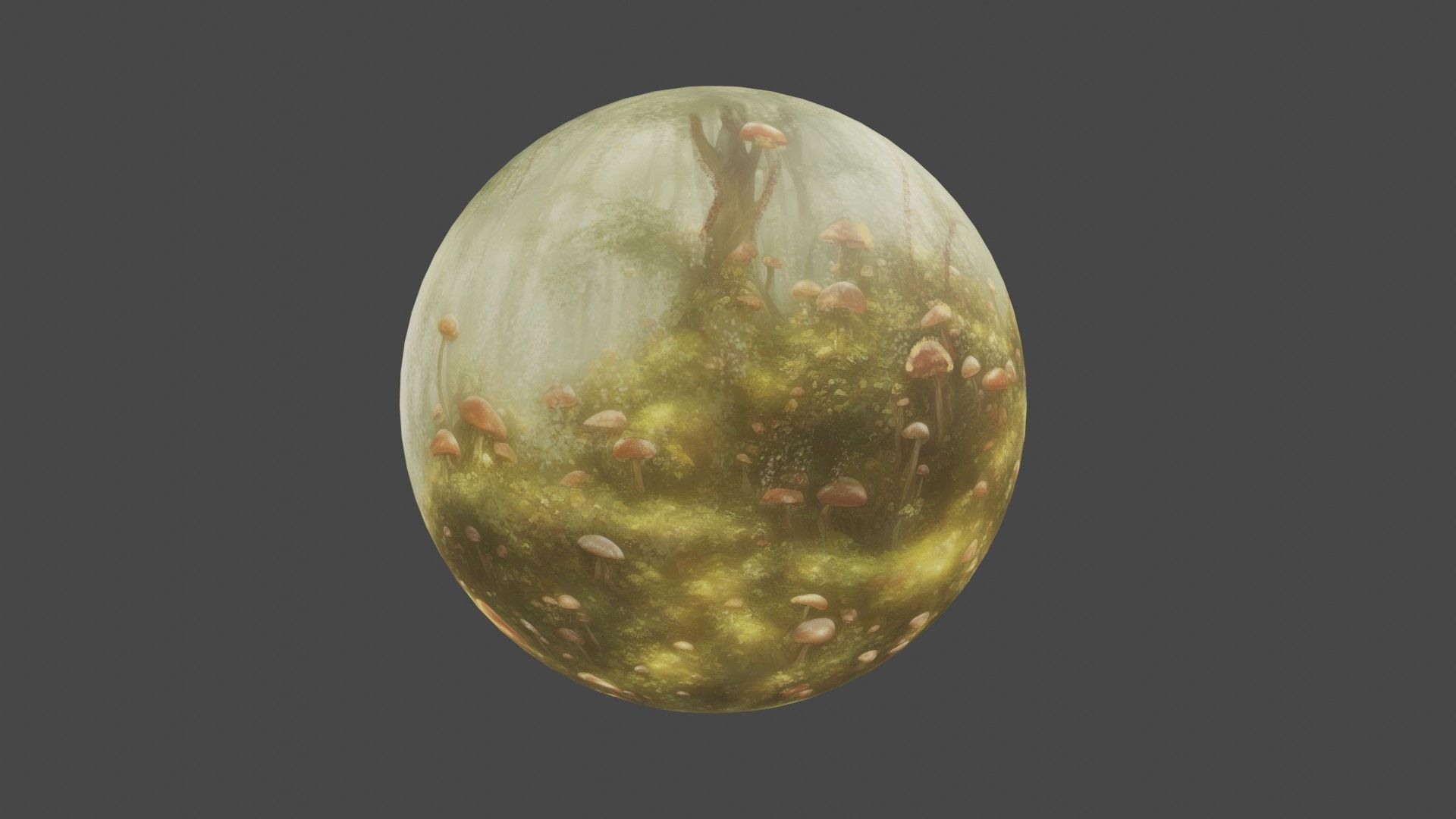 Magic mushroom forest 360 VR sky background illustration Low-poly 3D model_6