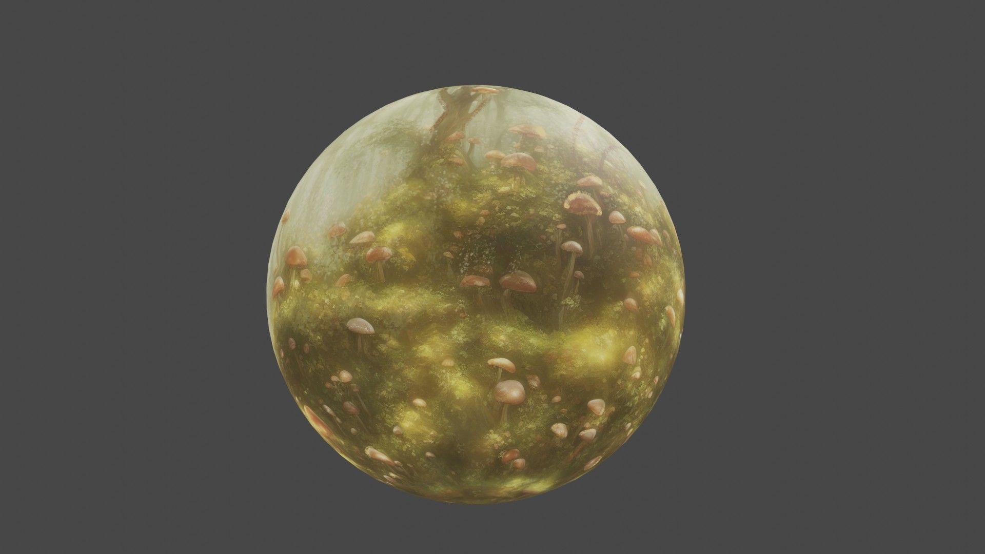 Magic mushroom forest 360 VR sky background illustration Low-poly 3D model_26