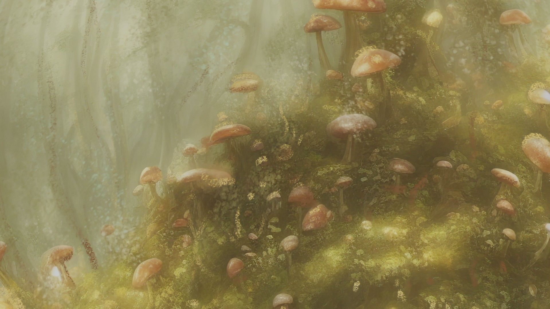 Magic mushroom forest 360 VR sky background illustration Low-poly 3D model_20