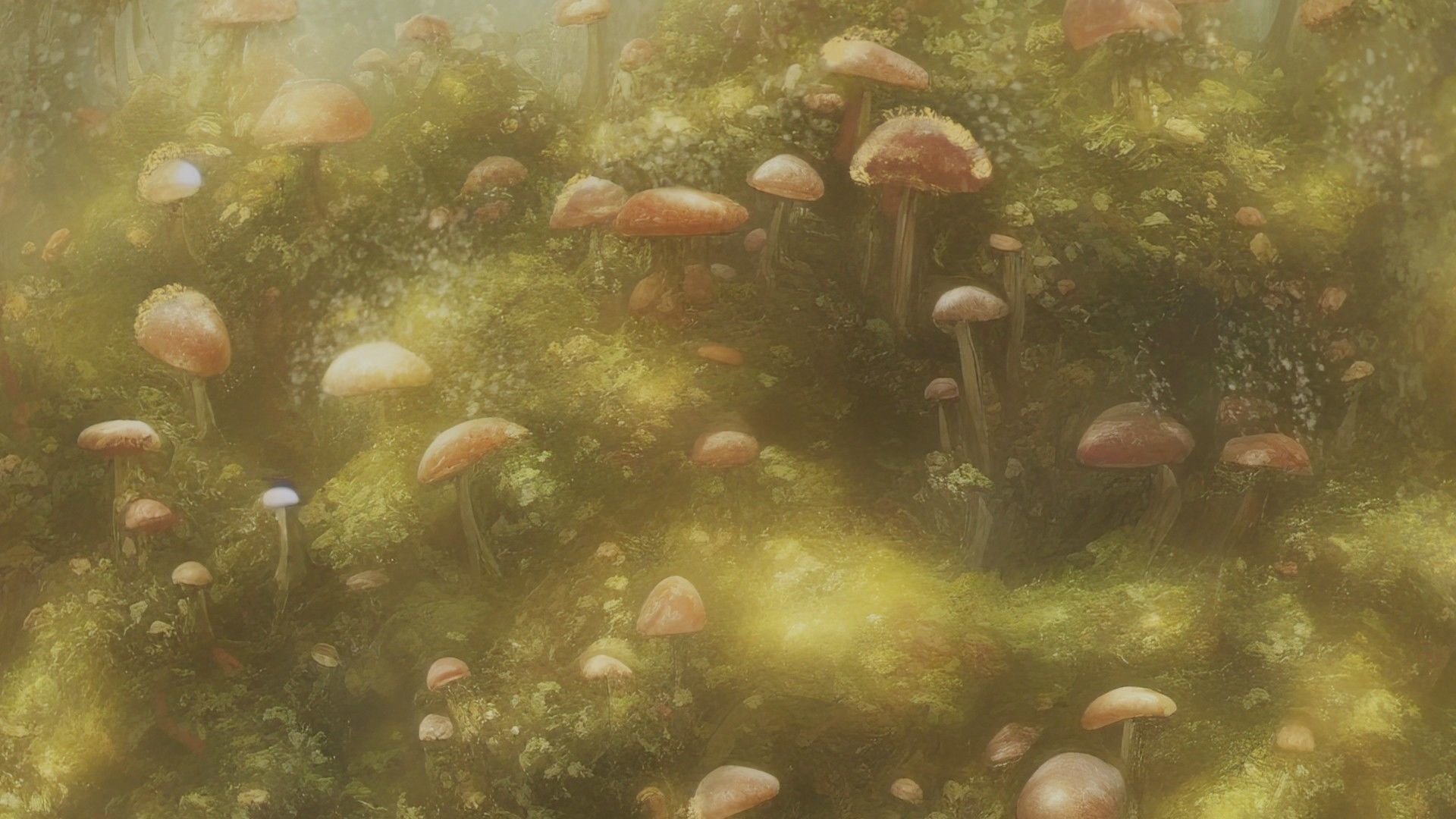 Magic mushroom forest 360 VR sky background illustration Low-poly 3D model_16