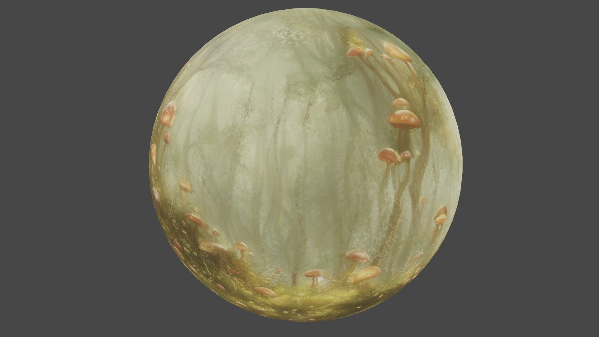 Magic mushroom forest 360 VR sky background illustration Low-poly 3D model_1