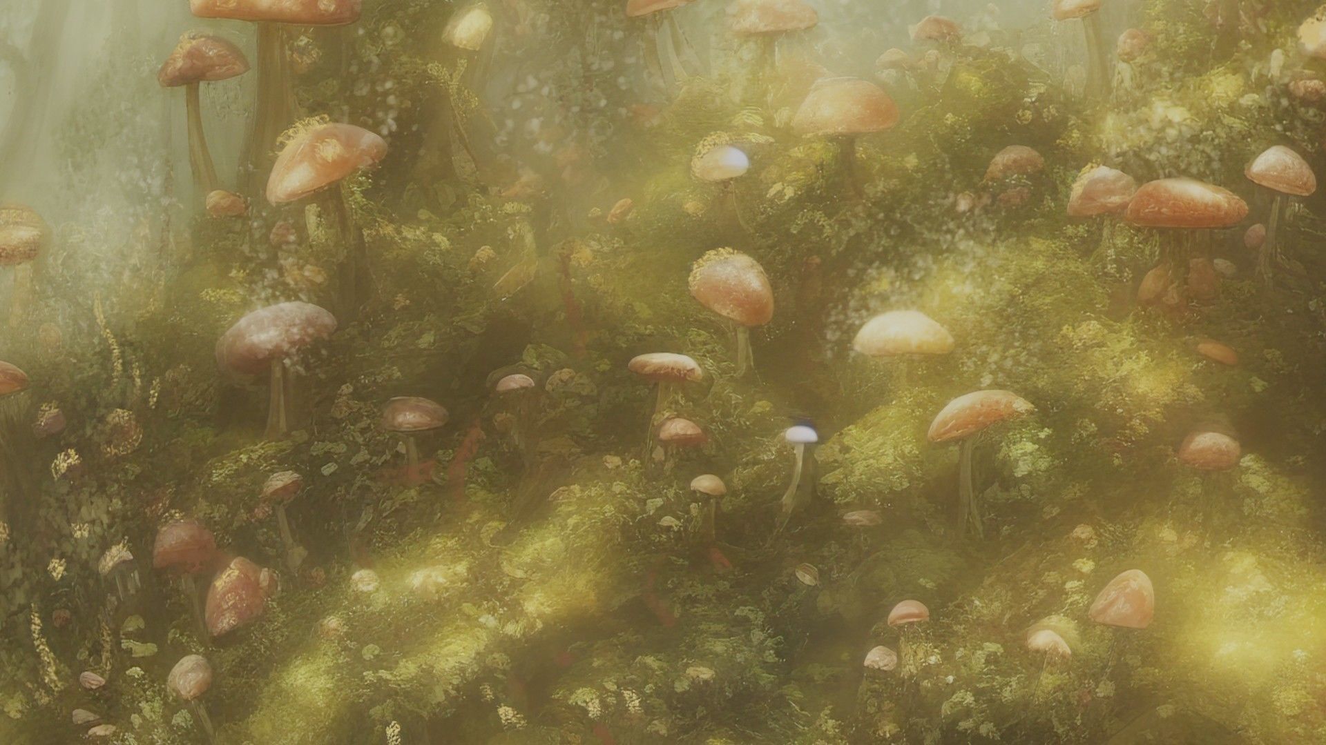 Magic mushroom forest 360 VR sky background illustration Low-poly 3D model_5