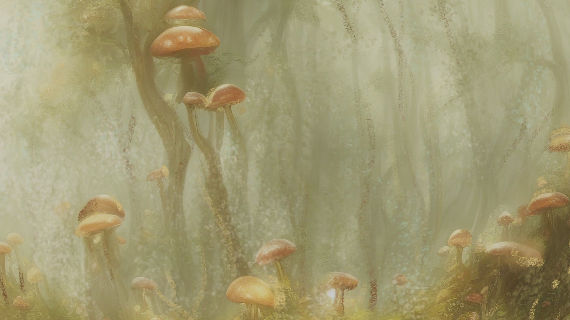 Magic mushroom forest 360 VR sky background illustration Low-poly 3D model_9