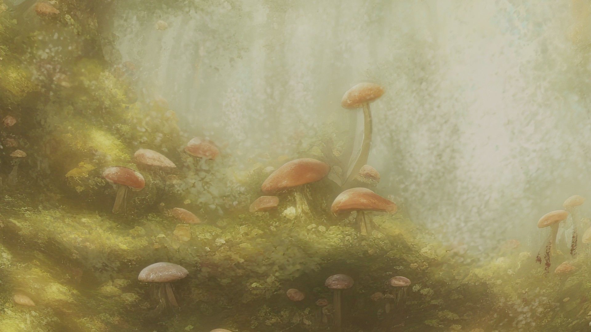 Magic mushroom forest 360 VR sky background illustration Low-poly 3D model_22