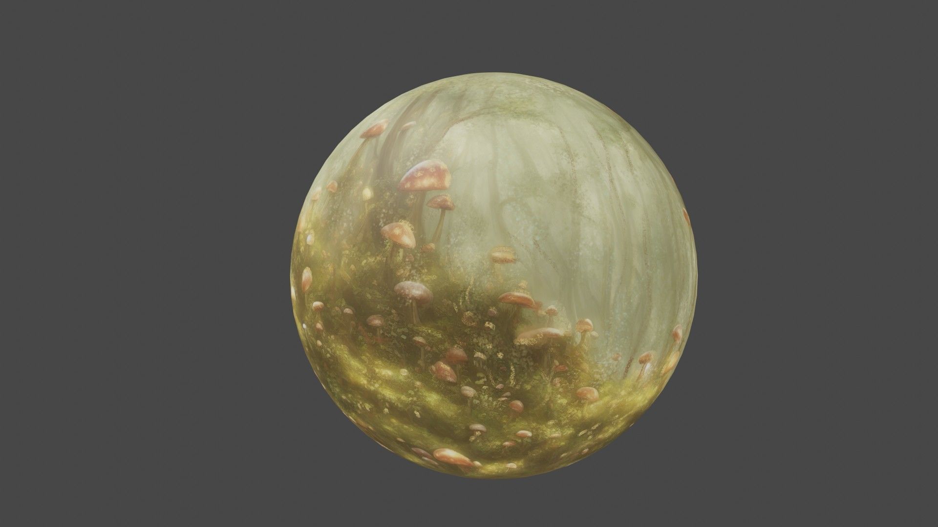 Magic mushroom forest 360 VR sky background illustration Low-poly 3D model_28