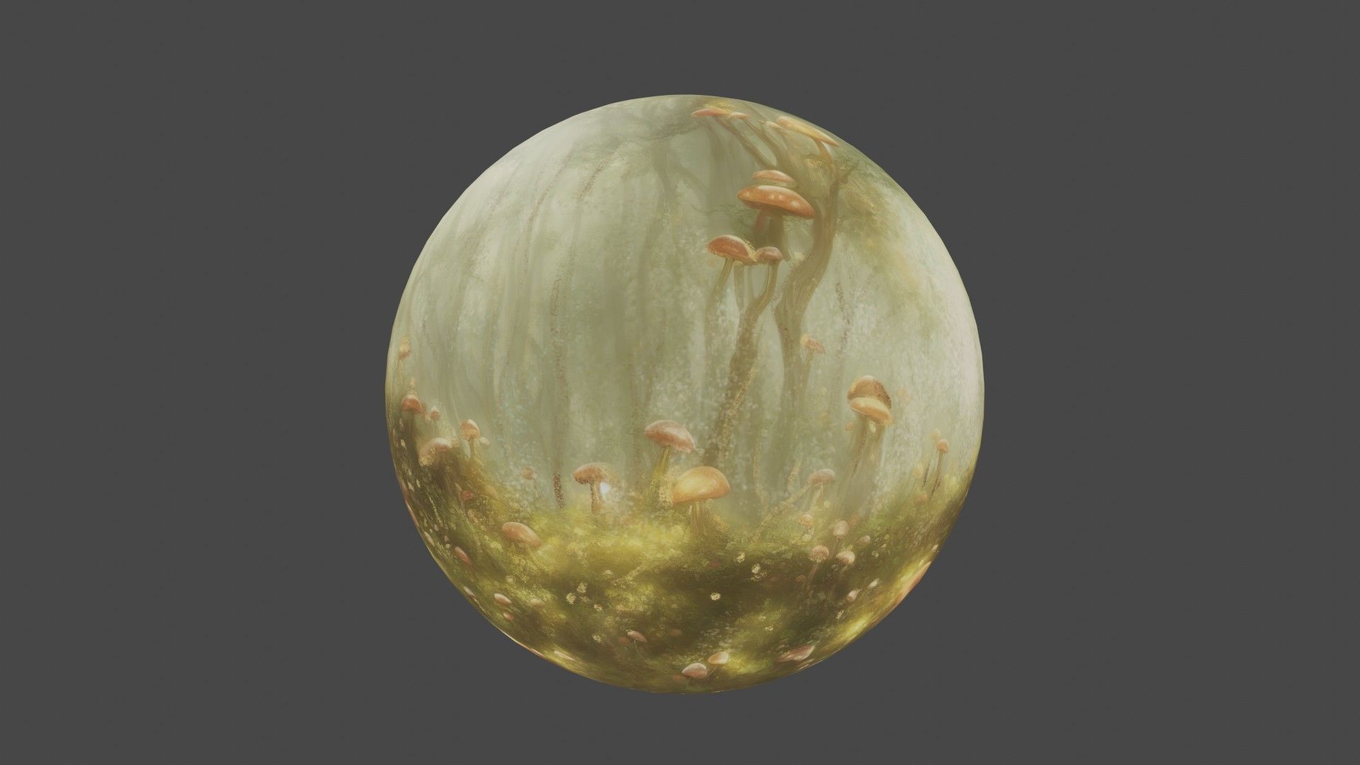 Magic mushroom forest 360 VR sky background illustration Low-poly 3D model_27