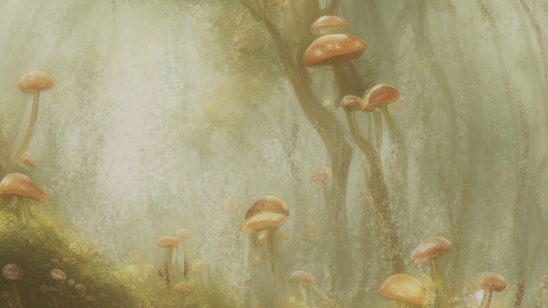 Magic mushroom forest 360 VR sky background illustration Low-poly 3D model_18