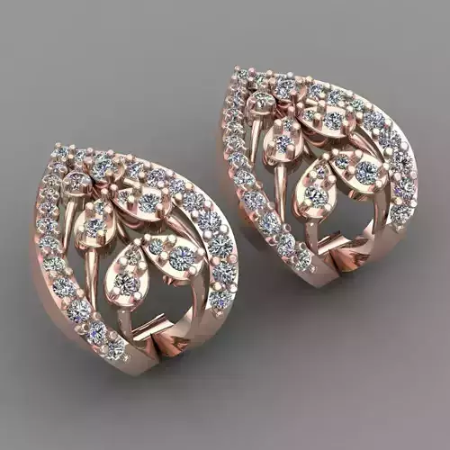 Rose Gold Diamond Women Earring 3D print Model