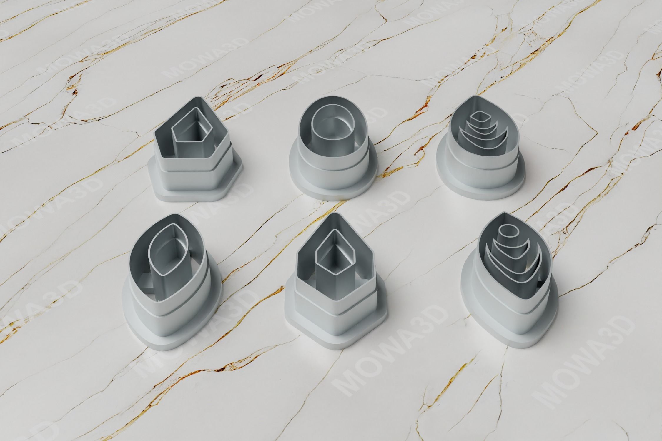 Polymer Clay cutter have inner hole set of 06 PCS 3D print model_3