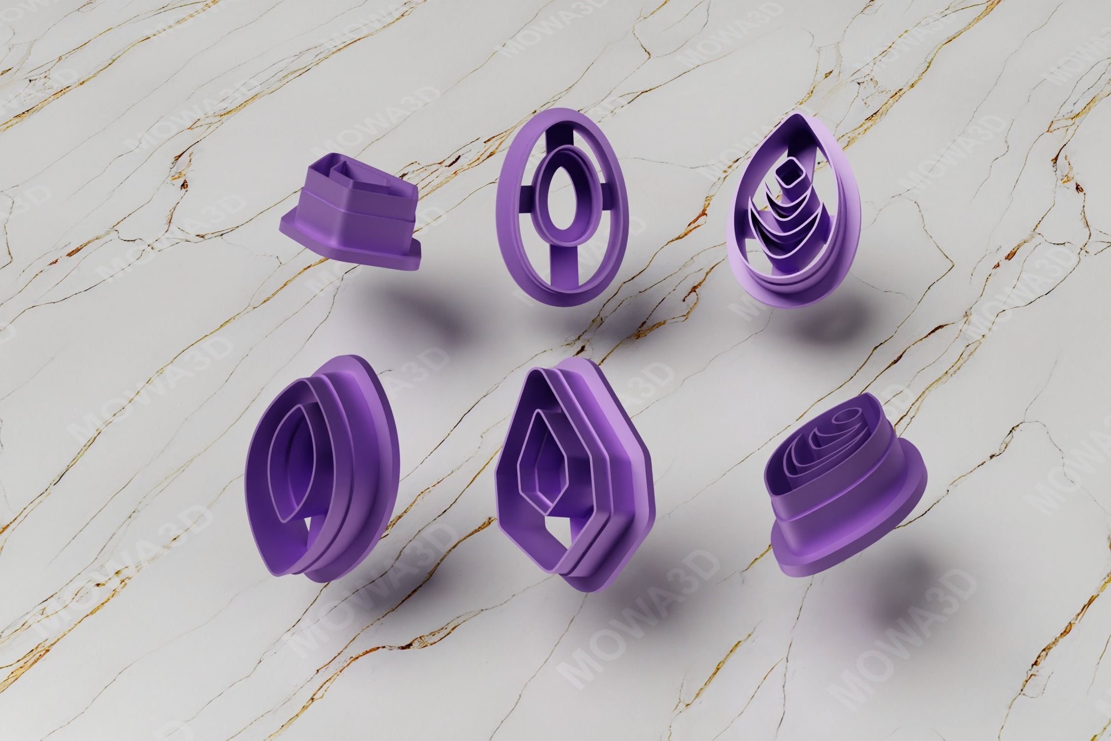 Polymer Clay cutter have inner hole set of 06 PCS 3D print model_2