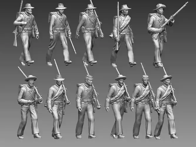 Soldiers Confederate us civil war 3D print model