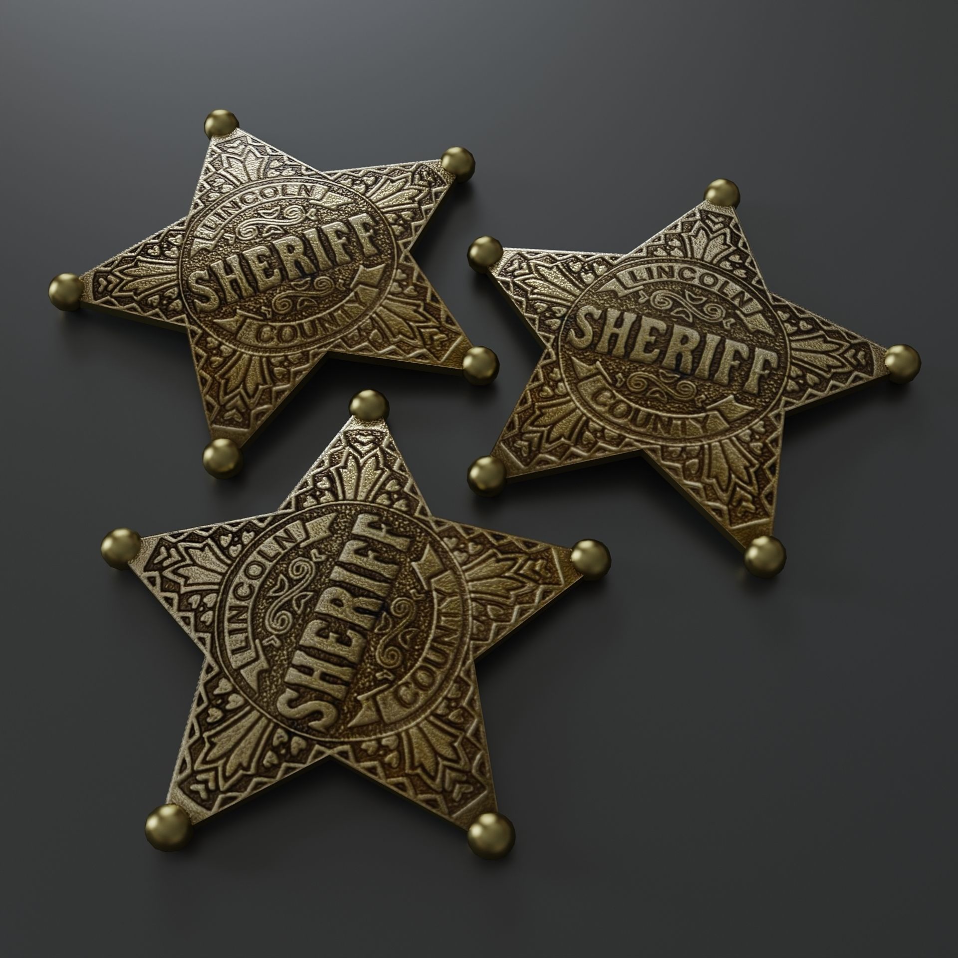 Sheriff Badge 2 Low-poly 3D model_2
