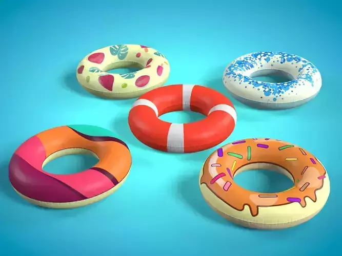 Inflatable Swim Rings -- 5 Textures Low-poly 3D model