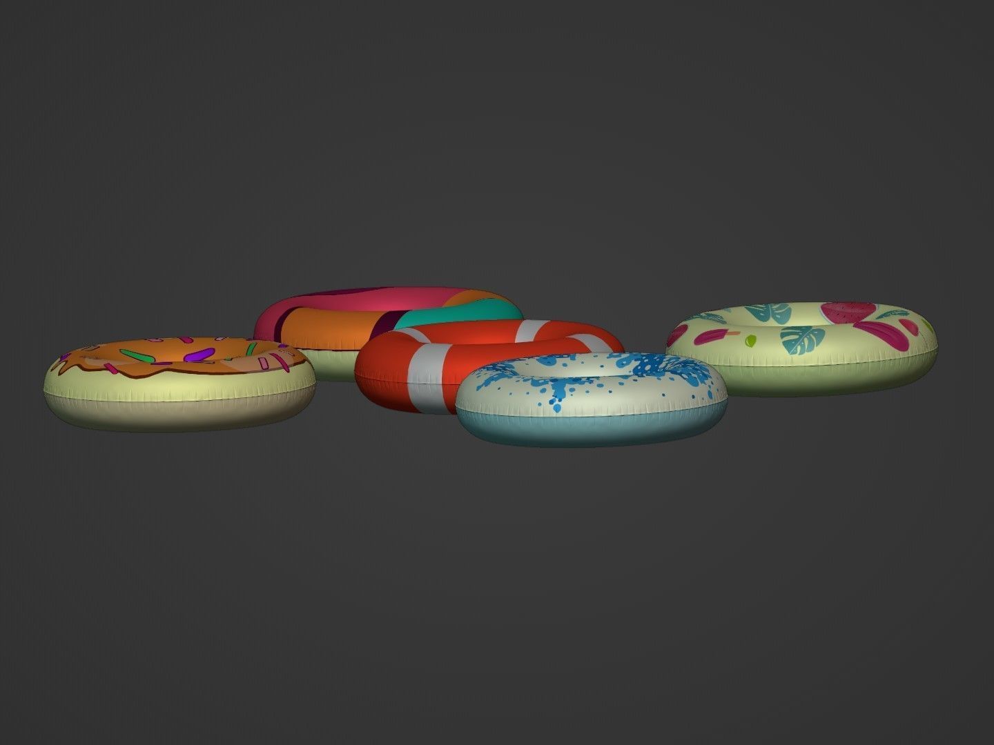 Inflatable Swim Rings -- 5 Textures Low-poly 3D model_8