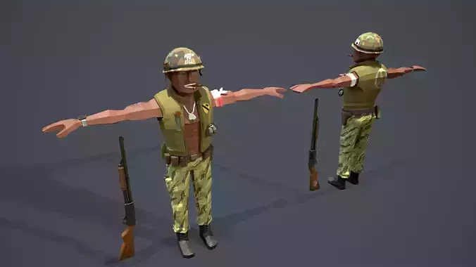 Low Poly Solider - Skinned and Rigged Low-poly 3D model