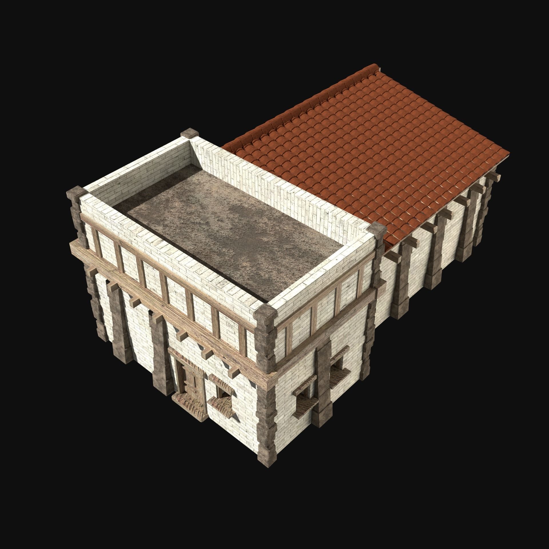 ANCIENT GREEK ROMAN STONE ROME HOUSE HUT BUILDING COLLECTION Low-poly 3D model_34