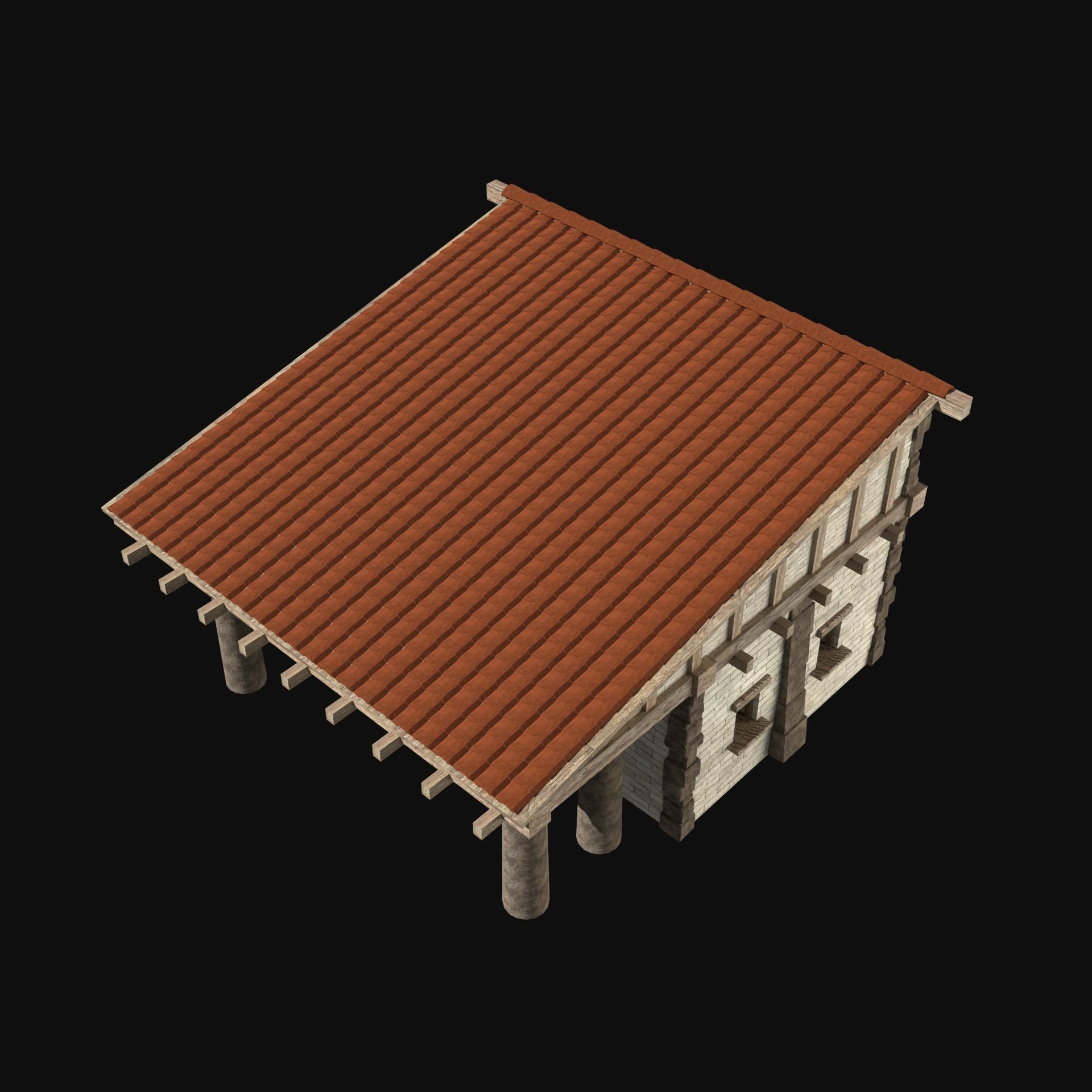 ANCIENT GREEK ROMAN STONE ROME HOUSE HUT BUILDING COLLECTION Low-poly 3D model_35