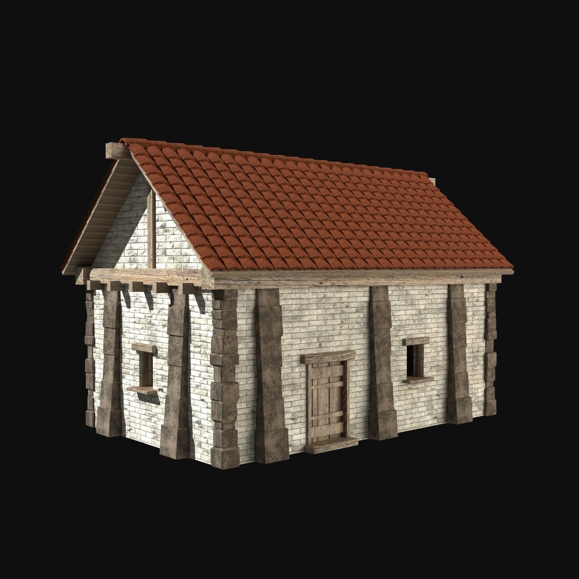 ANCIENT GREEK ROMAN STONE ROME HOUSE HUT BUILDING COLLECTION Low-poly 3D model_1