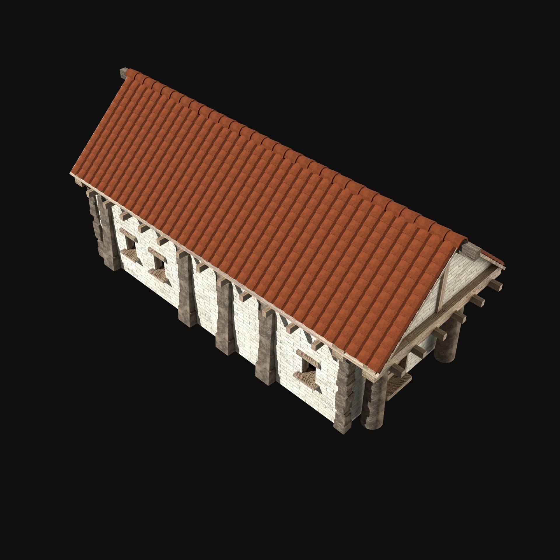 ANCIENT GREEK ROMAN STONE ROME HOUSE HUT BUILDING COLLECTION Low-poly 3D model_36