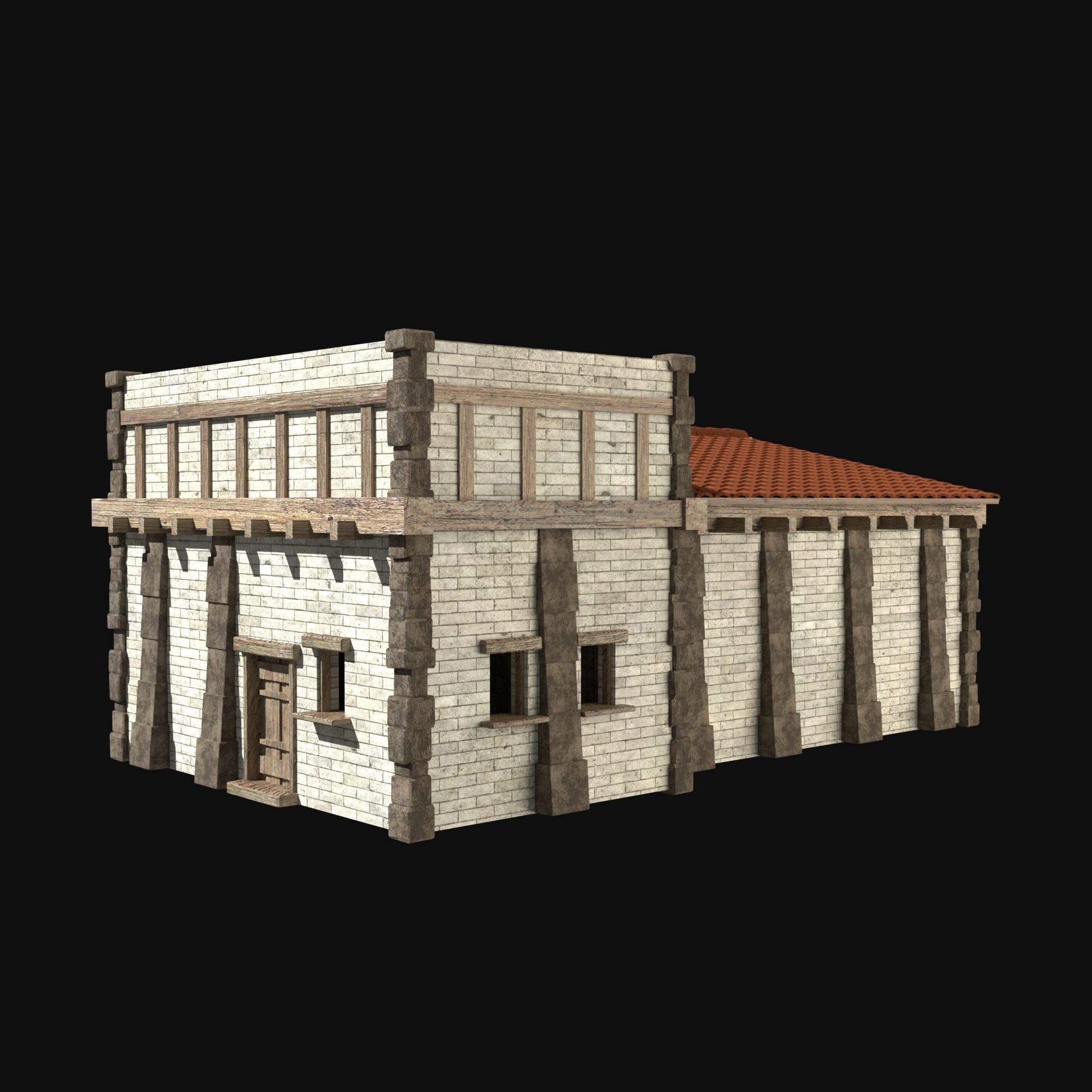 ANCIENT GREEK ROMAN STONE ROME HOUSE HUT BUILDING COLLECTION Low-poly 3D model_24