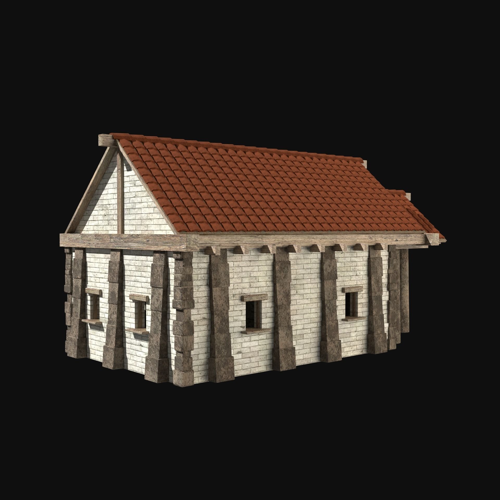 ANCIENT GREEK ROMAN STONE ROME HOUSE HUT BUILDING COLLECTION Low-poly 3D model_27