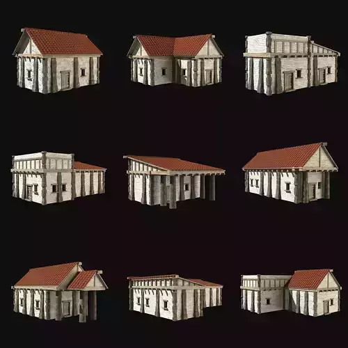 ANCIENT GREEK ROMAN STONE ROME HOUSE HUT BUILDING COLLECTION Low-poly 3D model