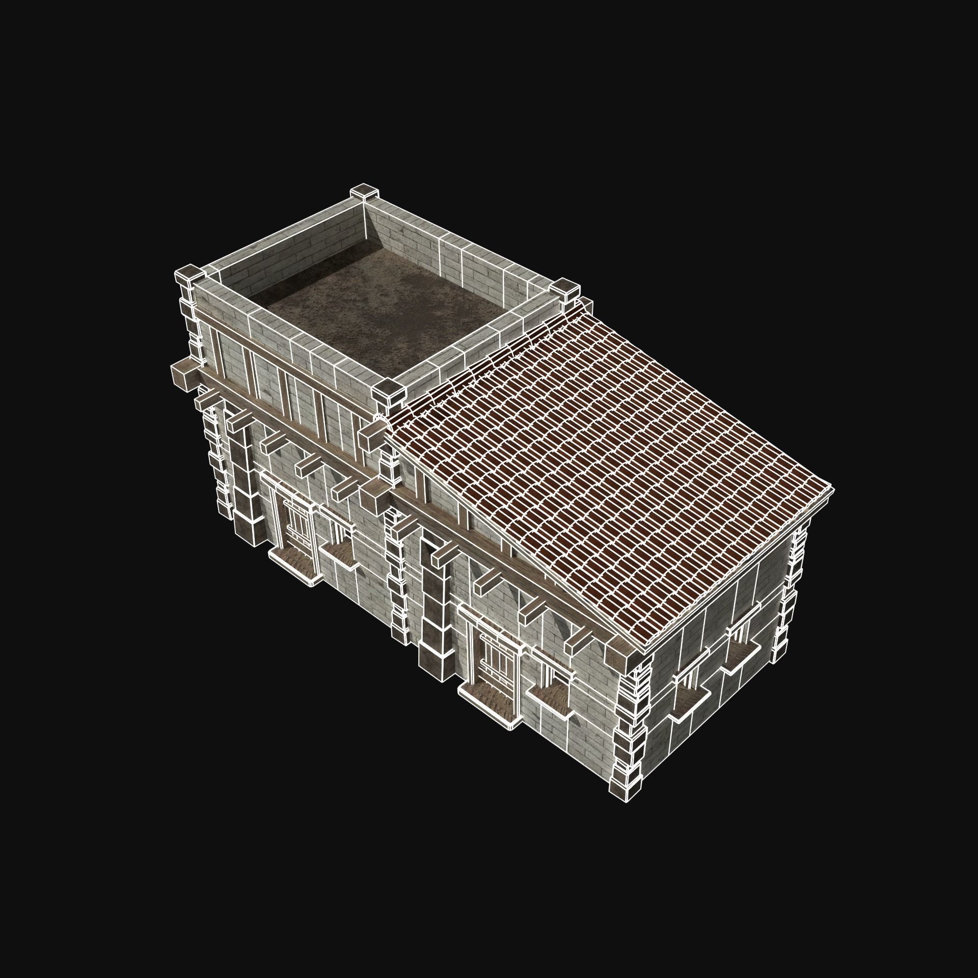 ANCIENT GREEK ROMAN STONE ROME HOUSE HUT BUILDING COLLECTION Low-poly 3D model_42