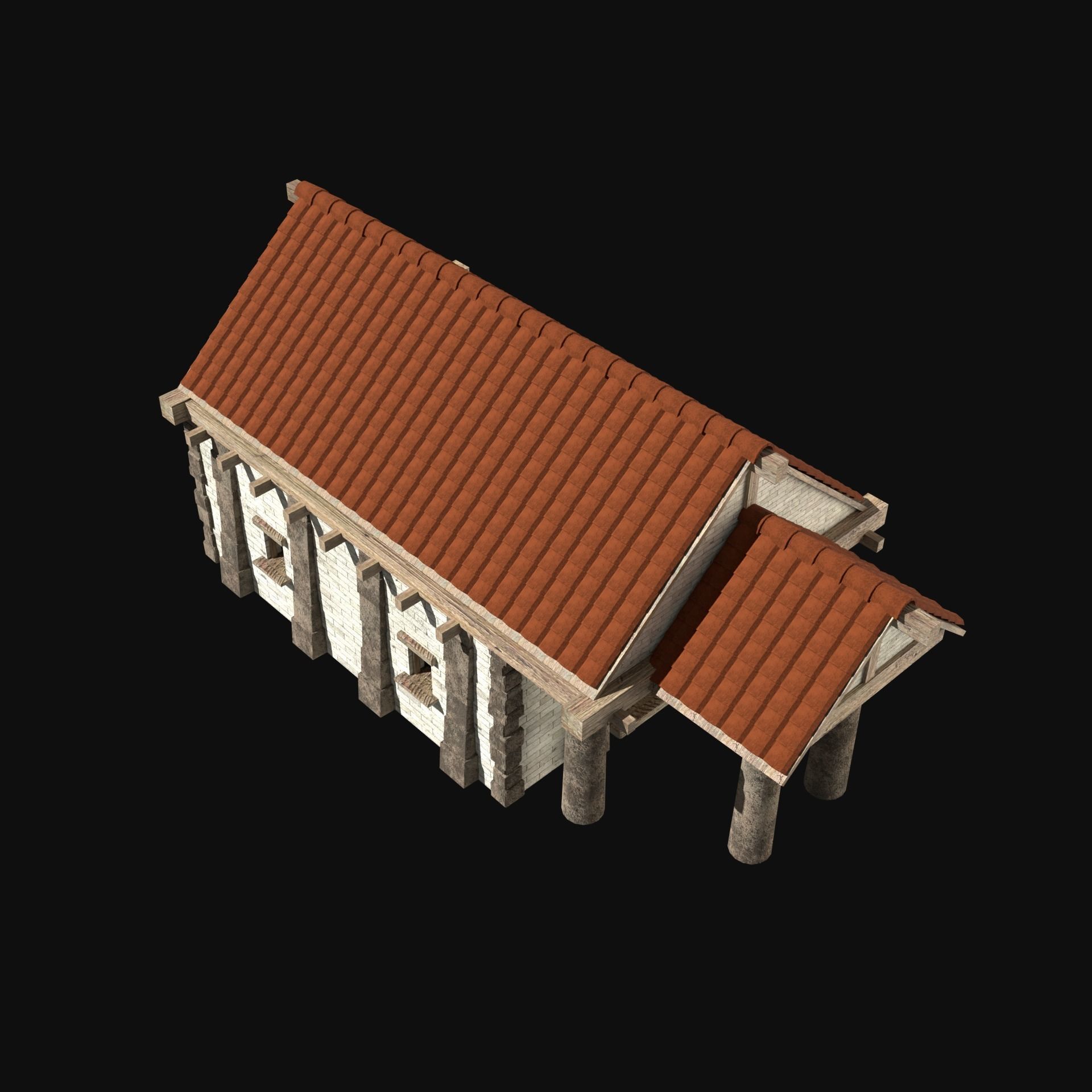 ANCIENT GREEK ROMAN STONE ROME HOUSE HUT BUILDING COLLECTION Low-poly 3D model_37