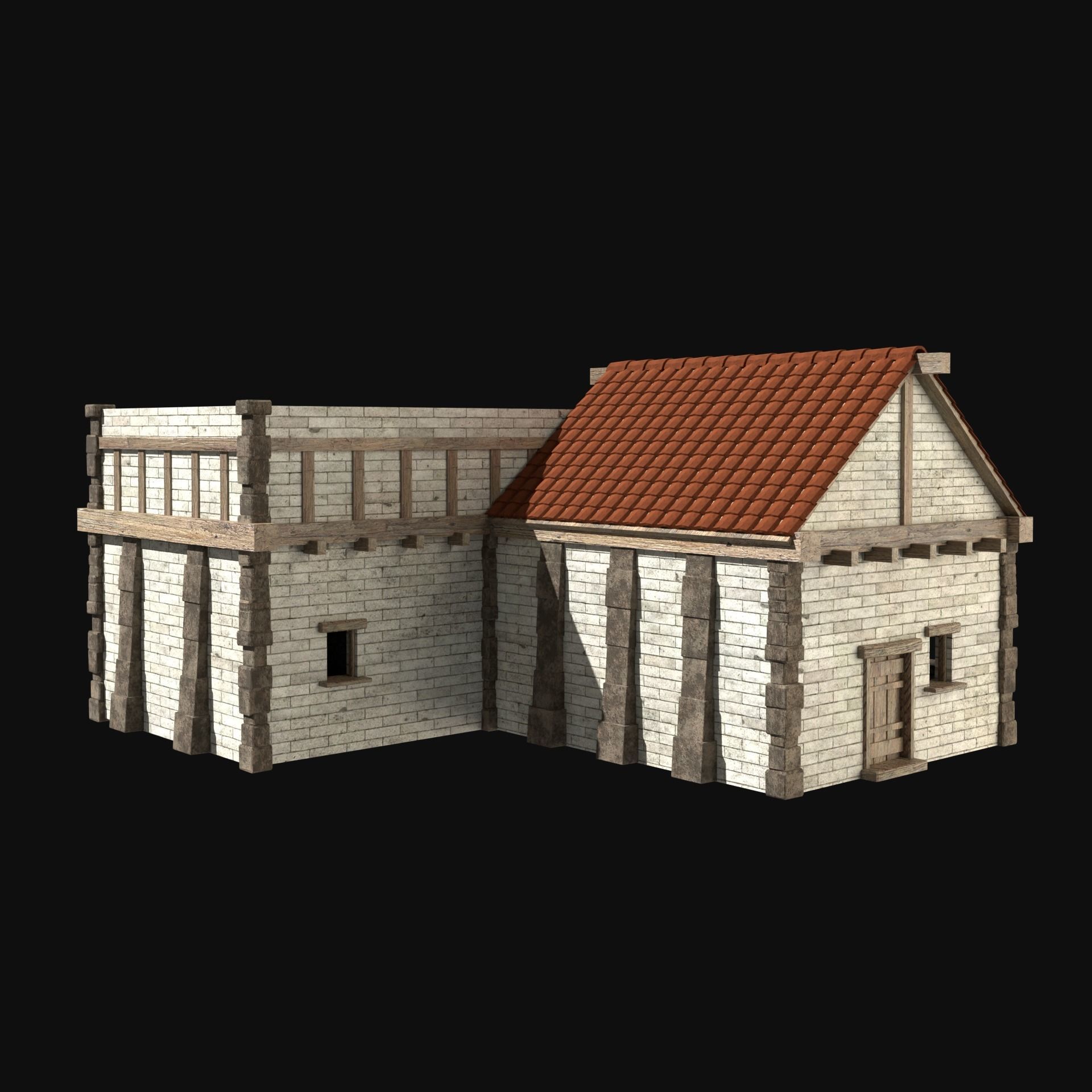 ANCIENT GREEK ROMAN STONE ROME HOUSE HUT BUILDING COLLECTION Low-poly 3D model_9