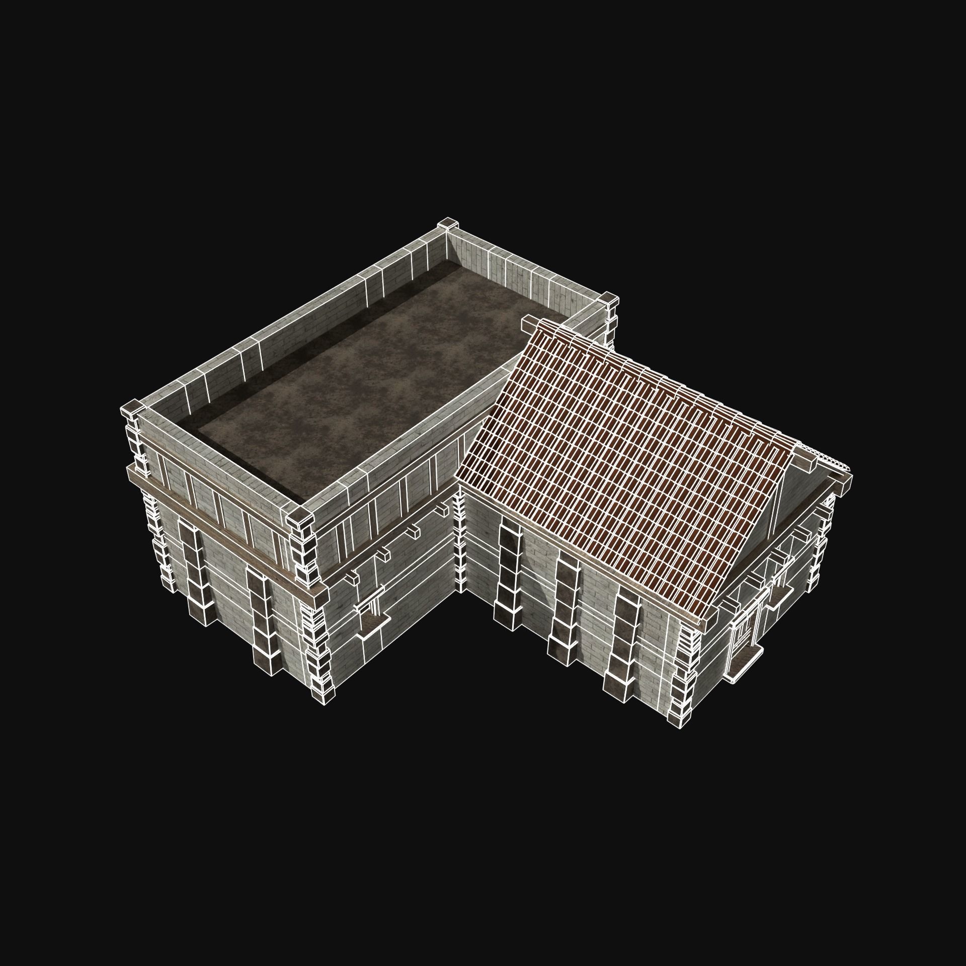 ANCIENT GREEK ROMAN STONE ROME HOUSE HUT BUILDING COLLECTION Low-poly 3D model_48