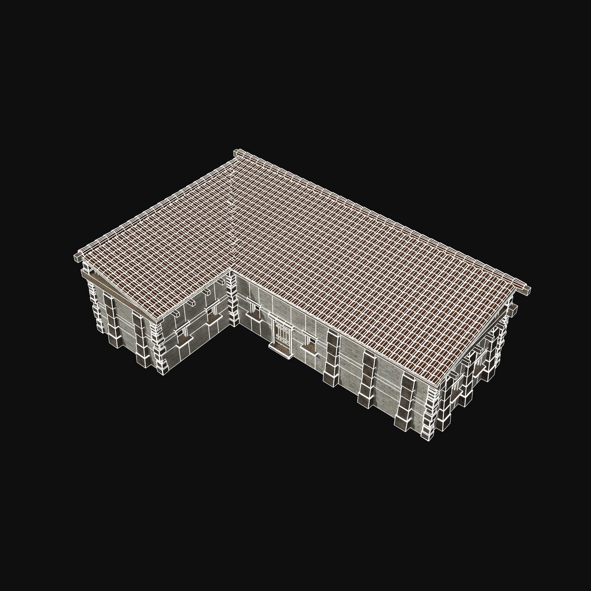 ANCIENT GREEK ROMAN STONE ROME HOUSE HUT BUILDING COLLECTION Low-poly 3D model_47