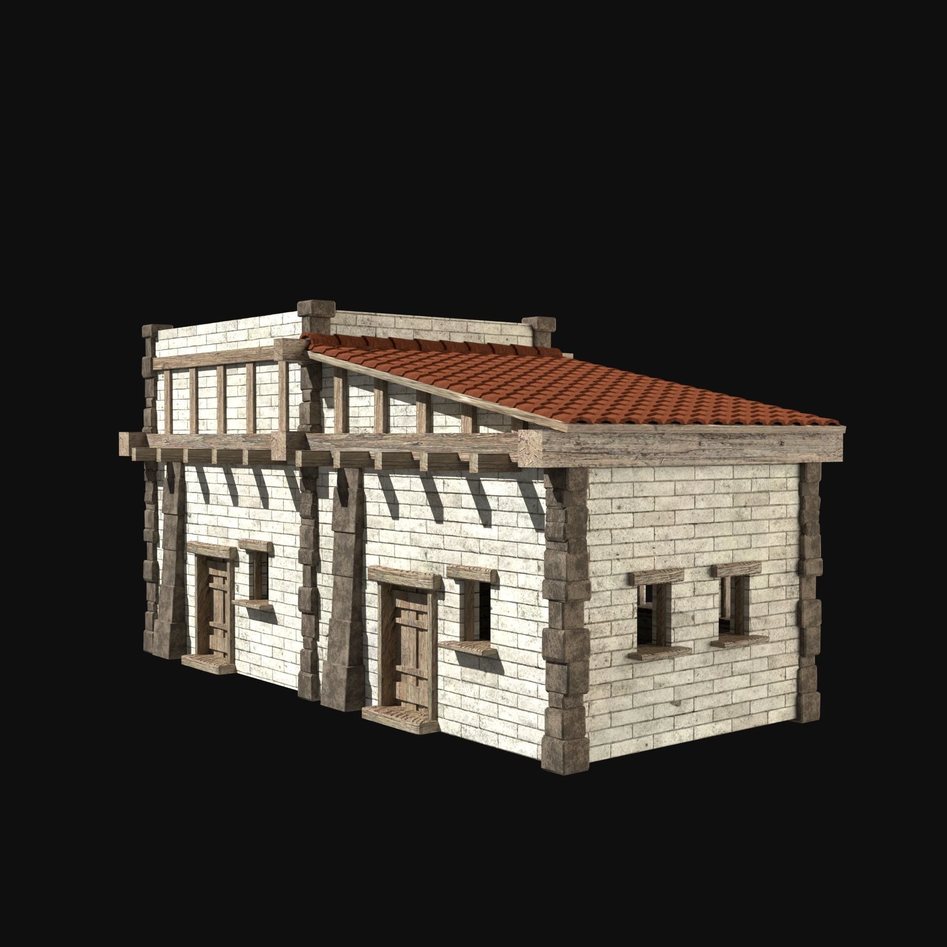 ANCIENT GREEK ROMAN STONE ROME HOUSE HUT BUILDING COLLECTION Low-poly 3D model_23