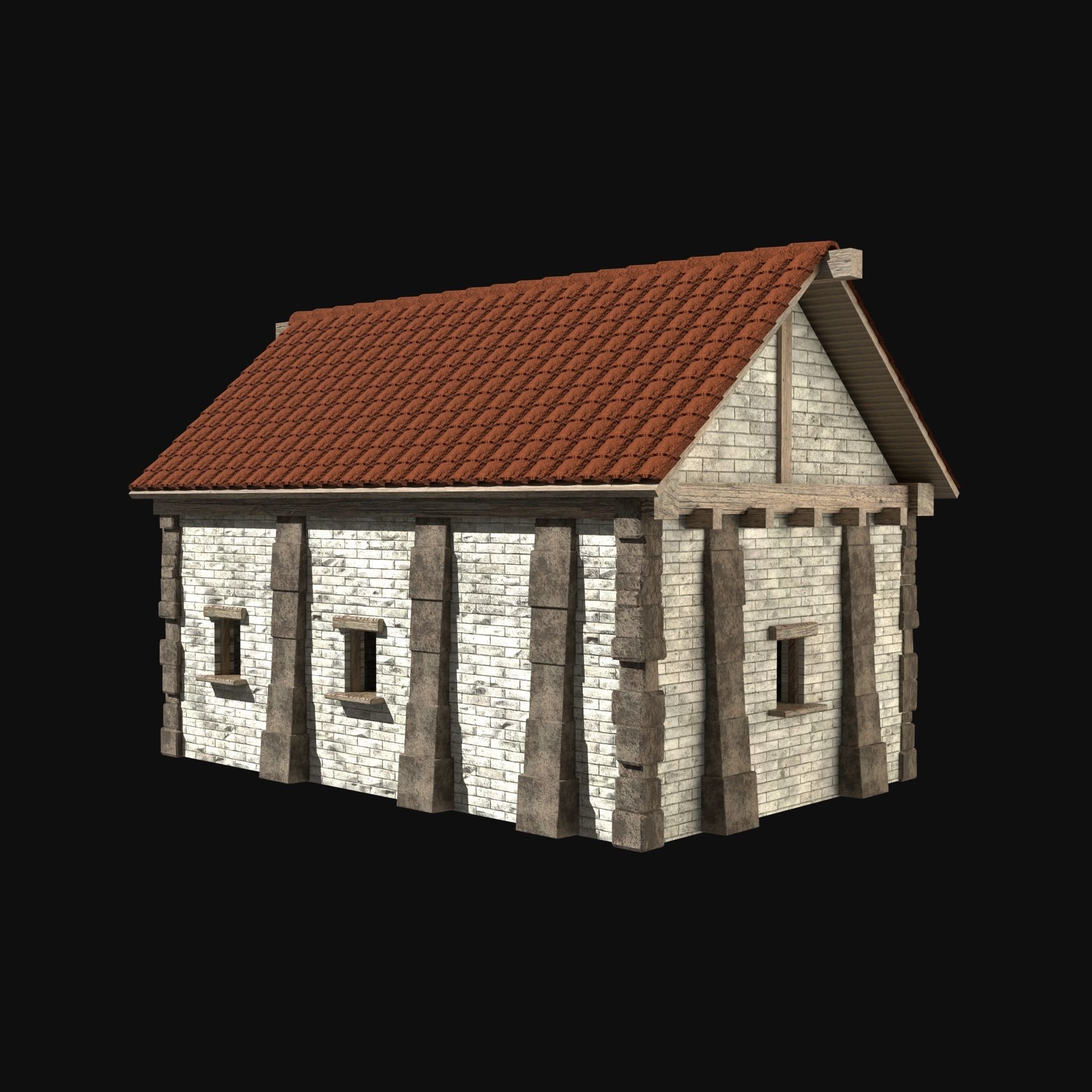 ANCIENT GREEK ROMAN STONE ROME HOUSE HUT BUILDING COLLECTION Low-poly 3D model_21