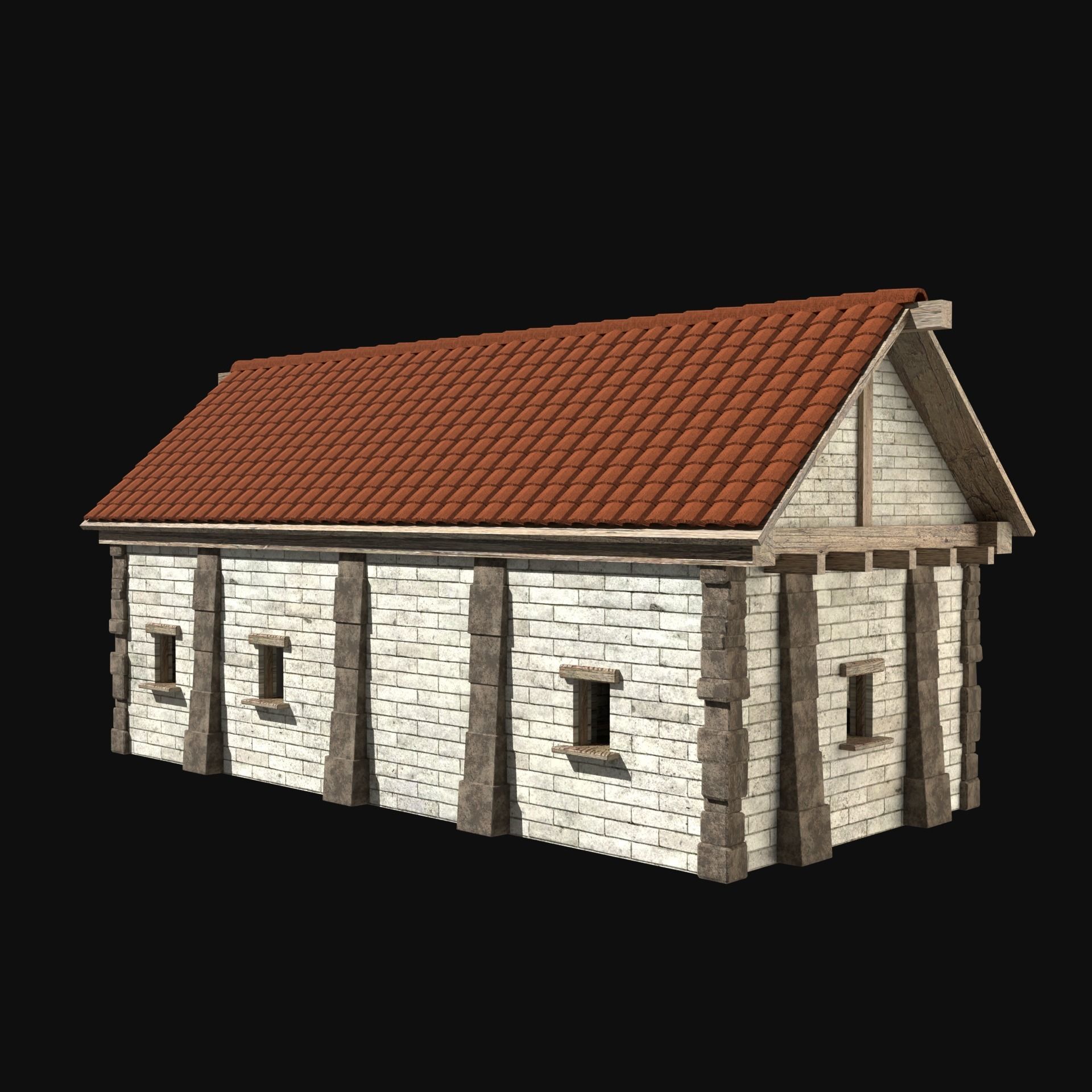 ANCIENT GREEK ROMAN STONE ROME HOUSE HUT BUILDING COLLECTION Low-poly 3D model_22