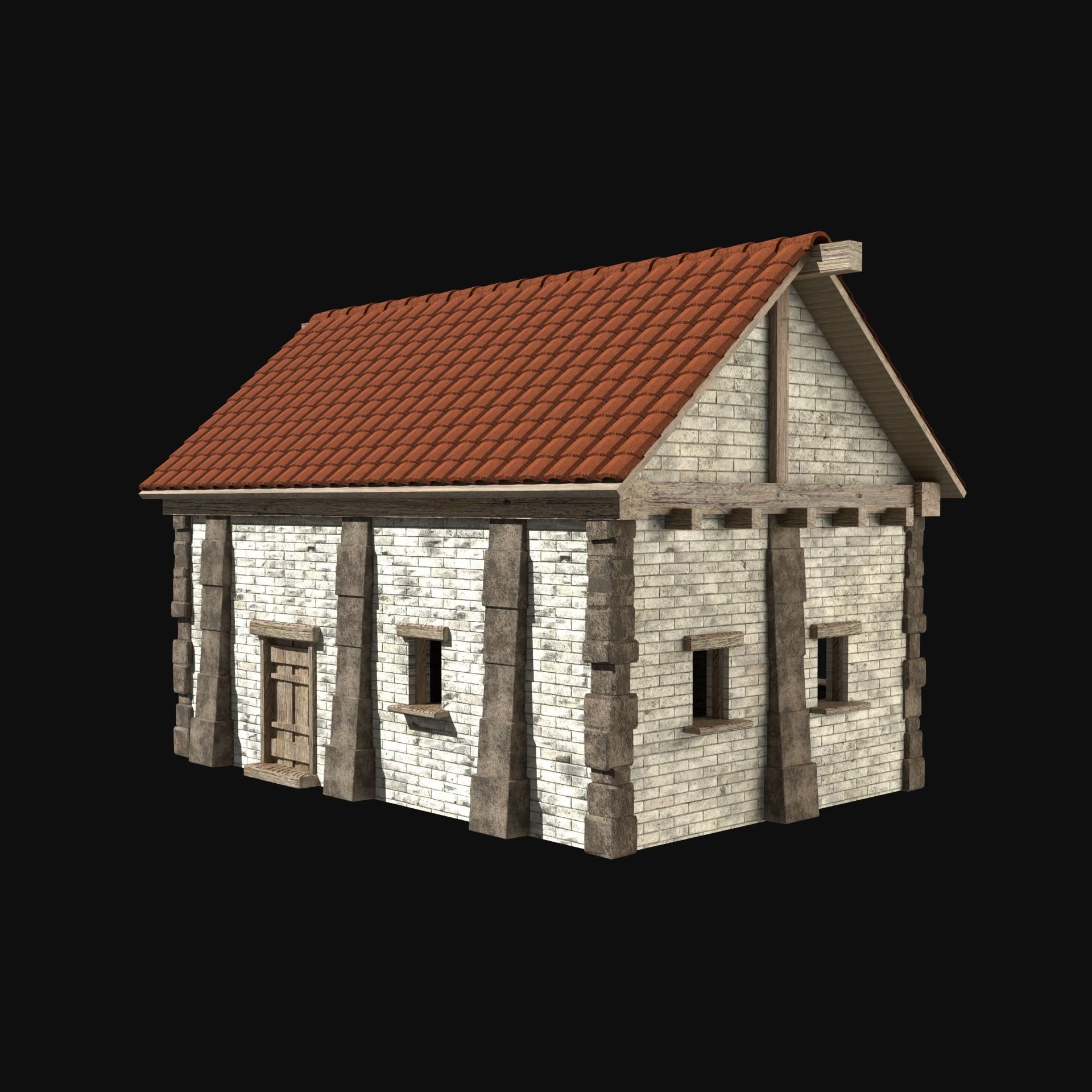 ANCIENT GREEK ROMAN STONE ROME HOUSE HUT BUILDING COLLECTION Low-poly 3D model_11