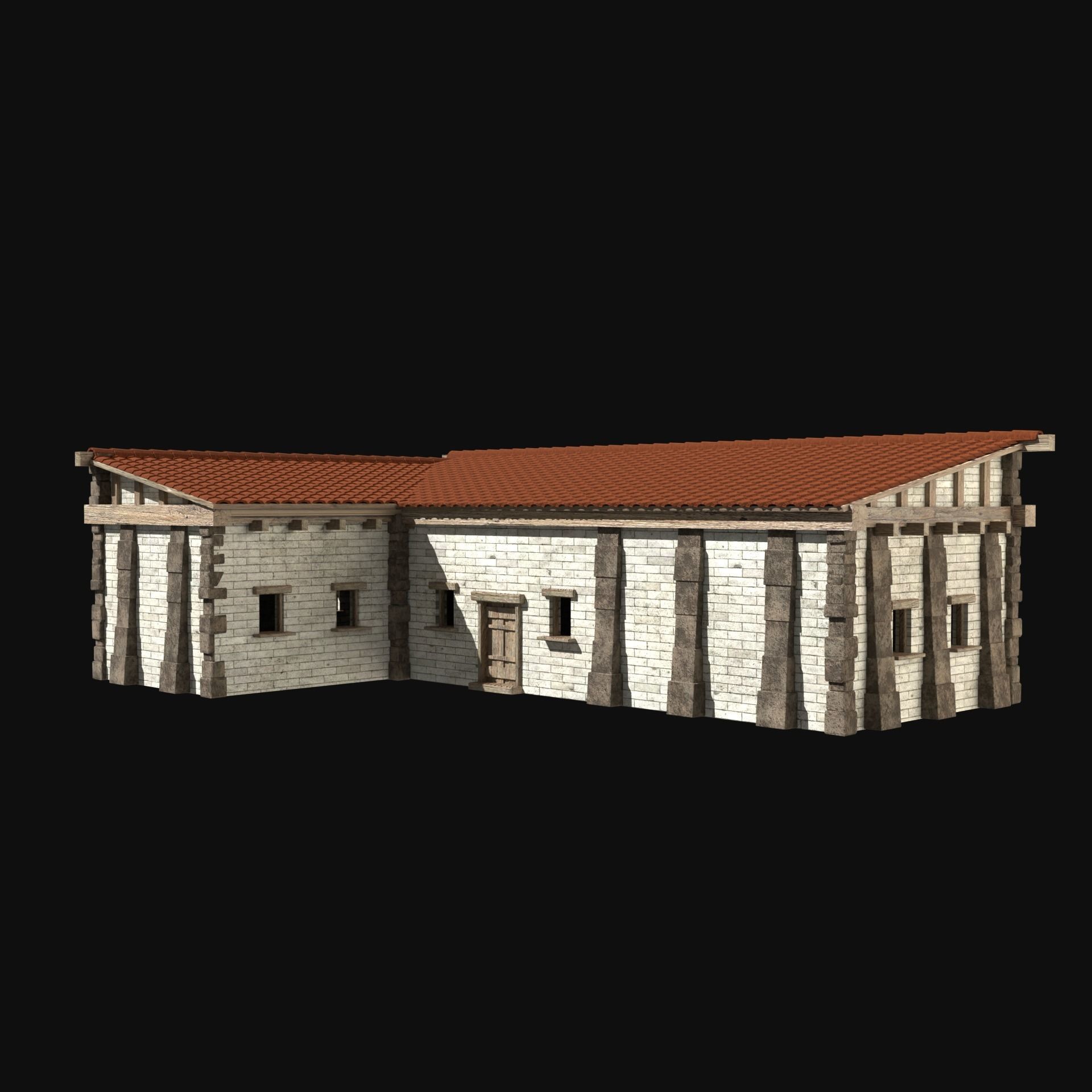 ANCIENT GREEK ROMAN STONE ROME HOUSE HUT BUILDING COLLECTION Low-poly 3D model_18
