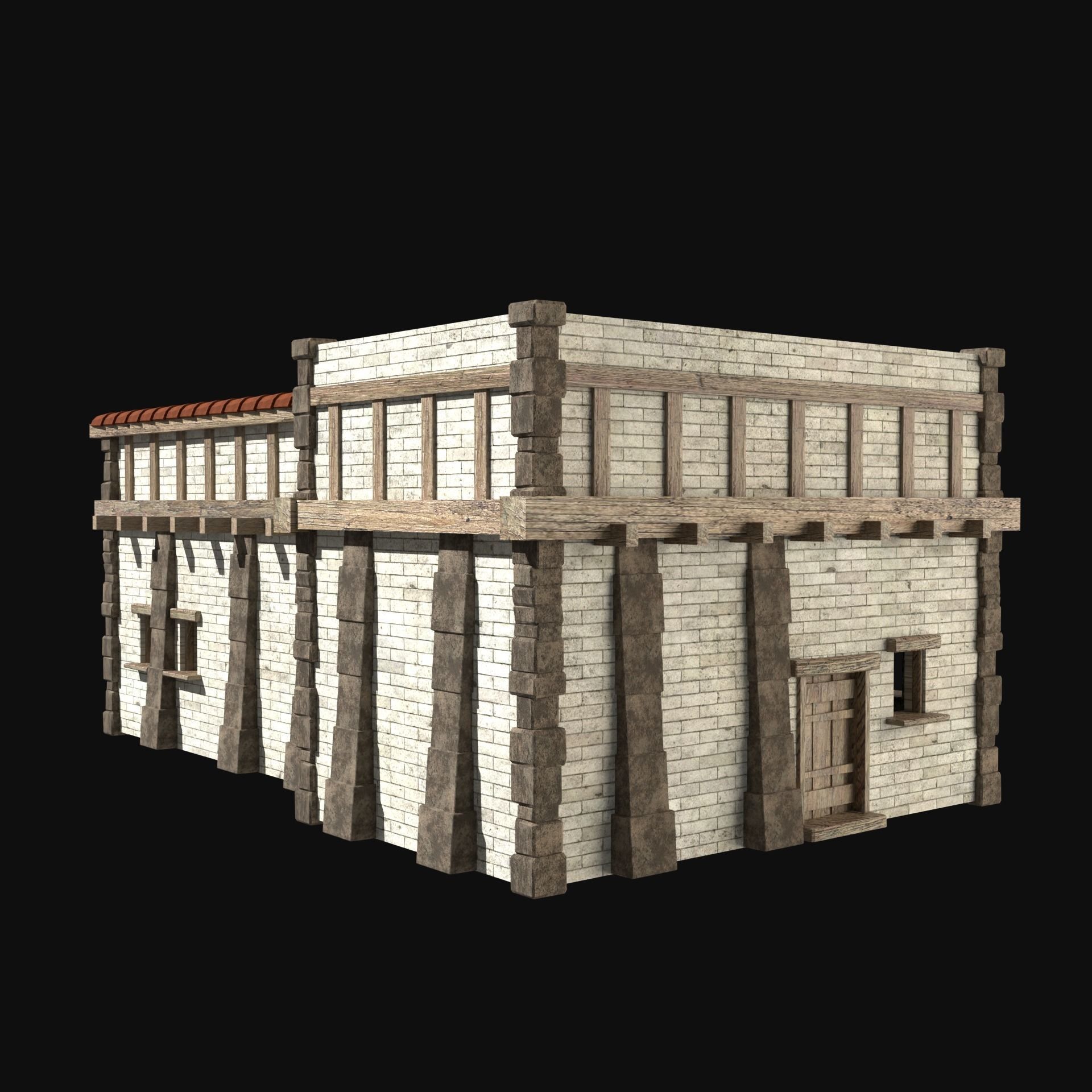 ANCIENT GREEK ROMAN STONE ROME HOUSE HUT BUILDING COLLECTION Low-poly 3D model_14