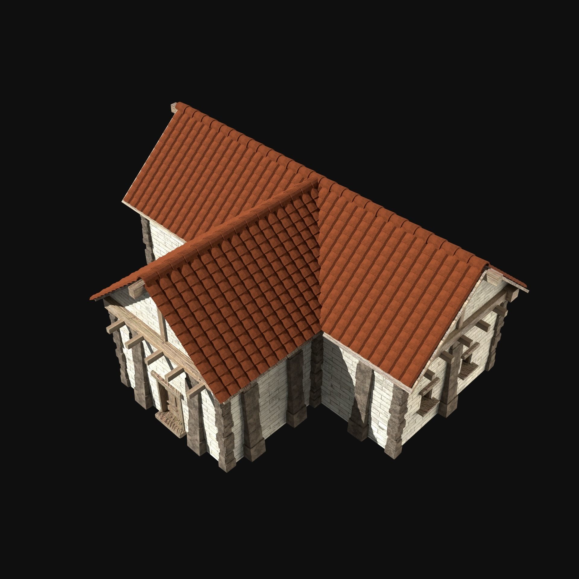 ANCIENT GREEK ROMAN STONE ROME HOUSE HUT BUILDING COLLECTION Low-poly 3D model_32