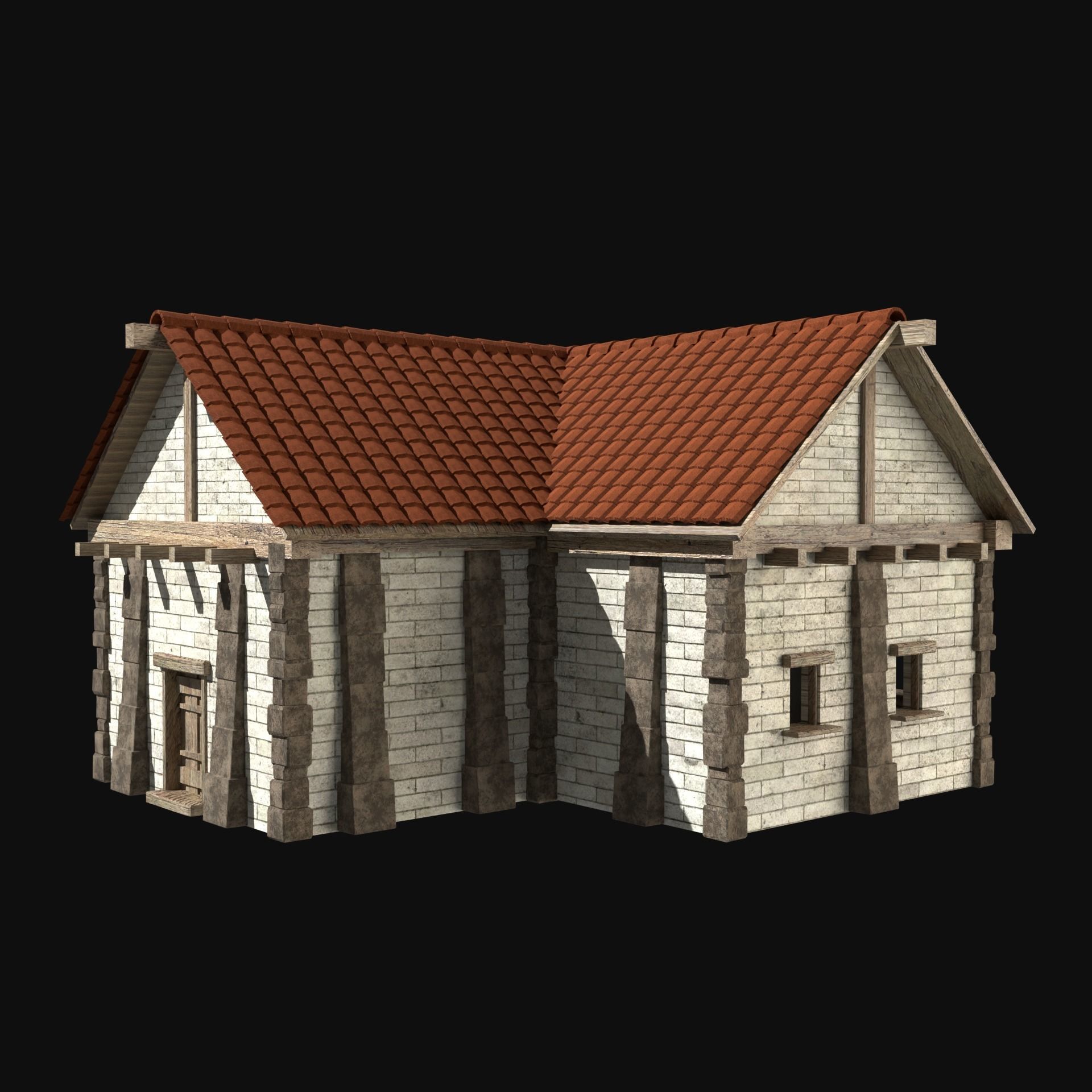 ANCIENT GREEK ROMAN STONE ROME HOUSE HUT BUILDING COLLECTION Low-poly 3D model_12